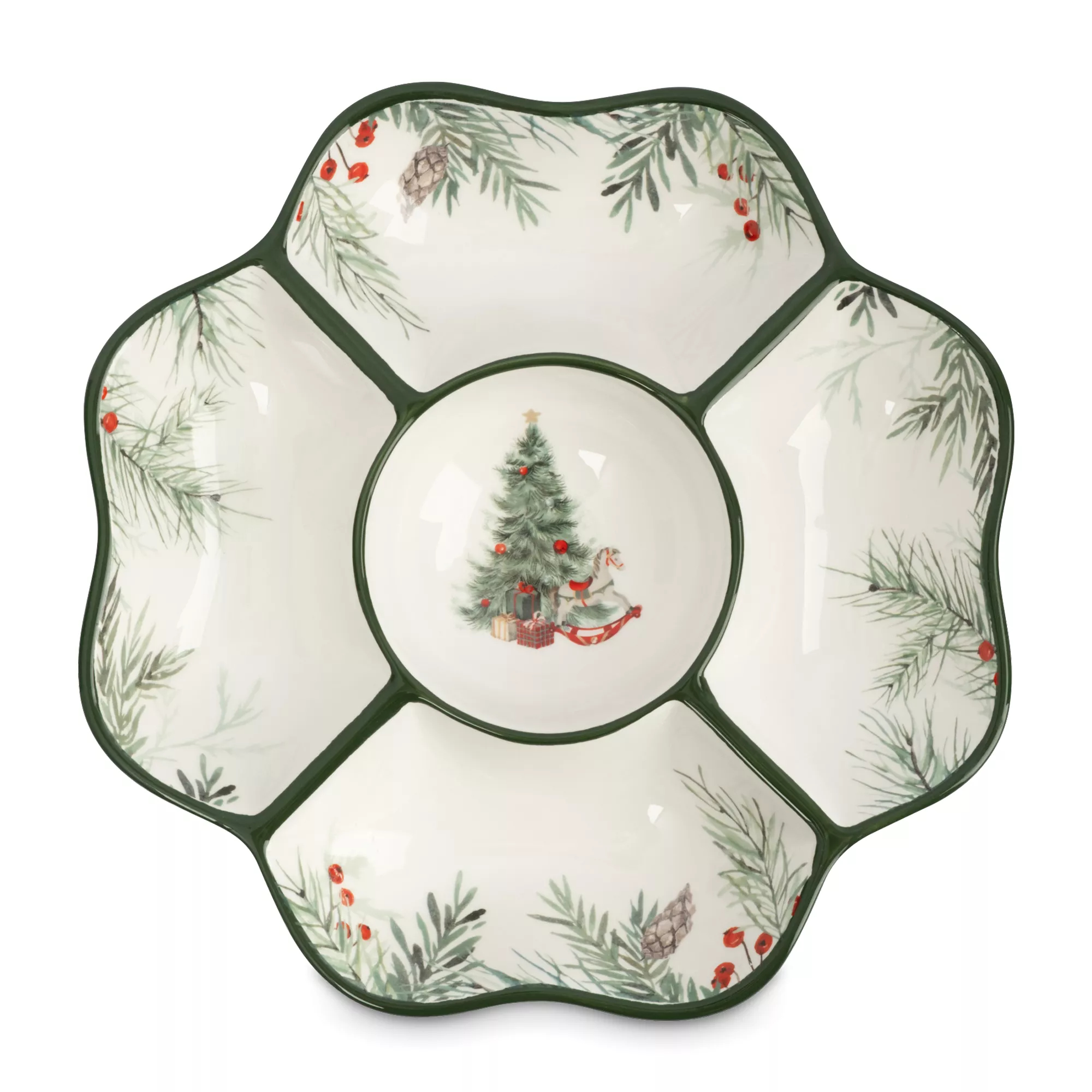 Менажница Anna Lafarg лошадка у елки 25х4 см зеленая 5 отделений 1549₽