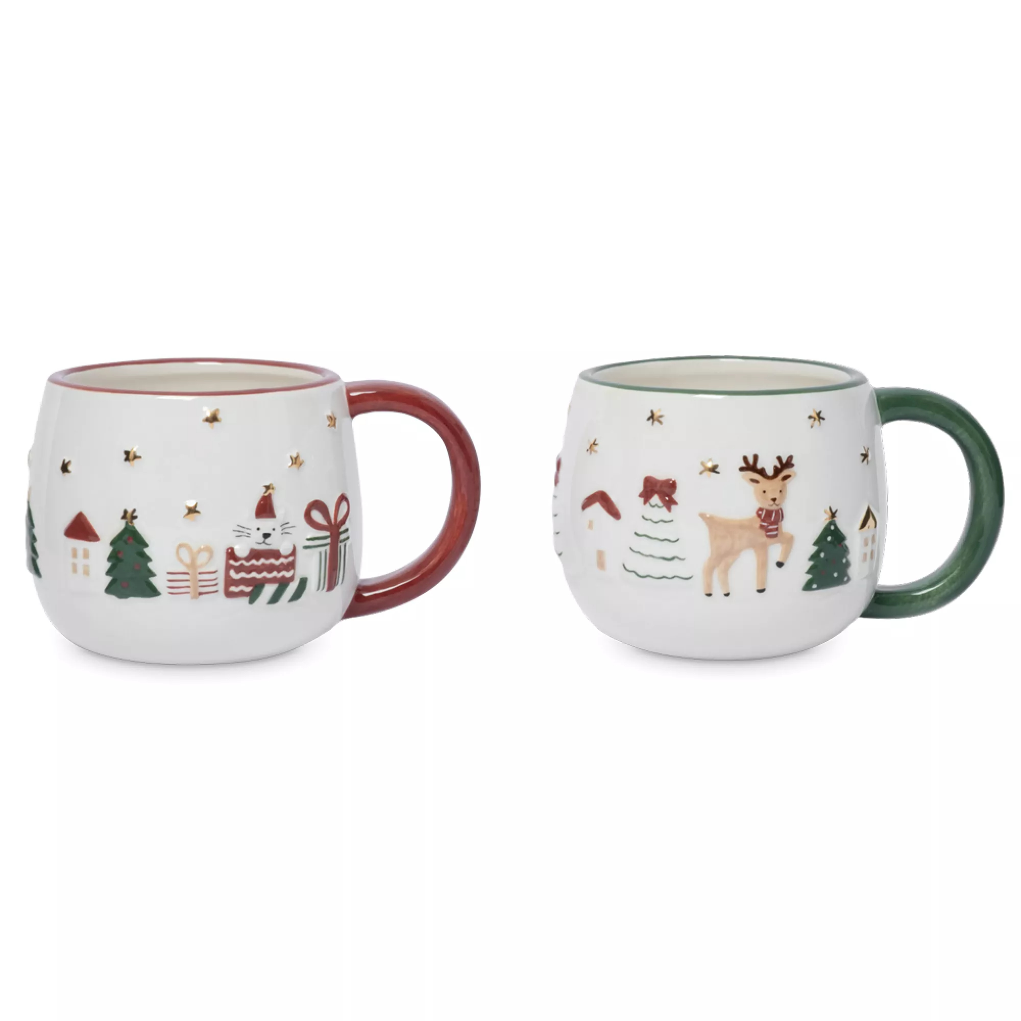 Набор кружек Anna Lafarg зеленый/красный олень/кот 2 шт. 400 мл