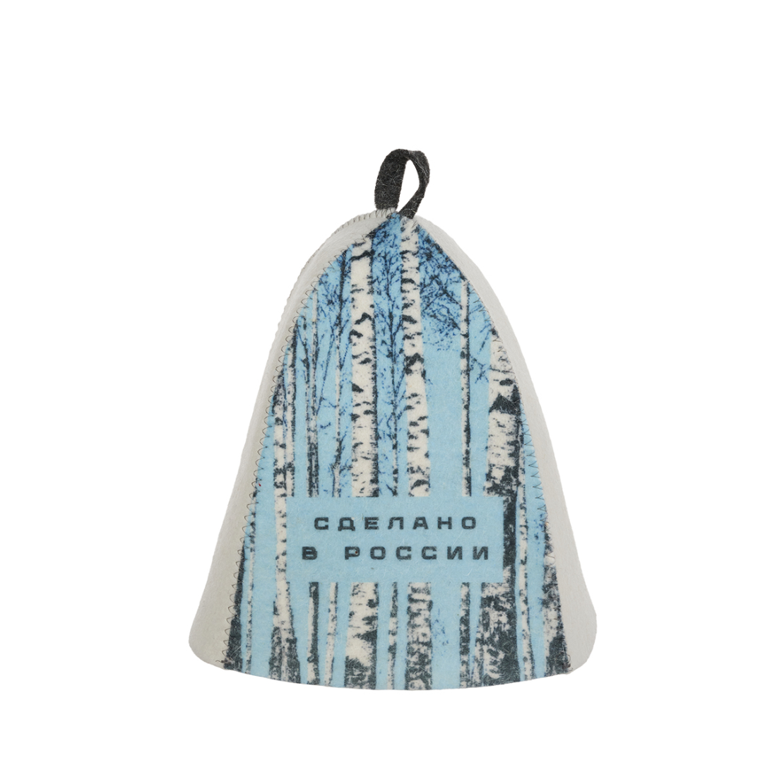 Шапка банная ГлавБаня с принтом Берёзки и небо войлок белый 188₽