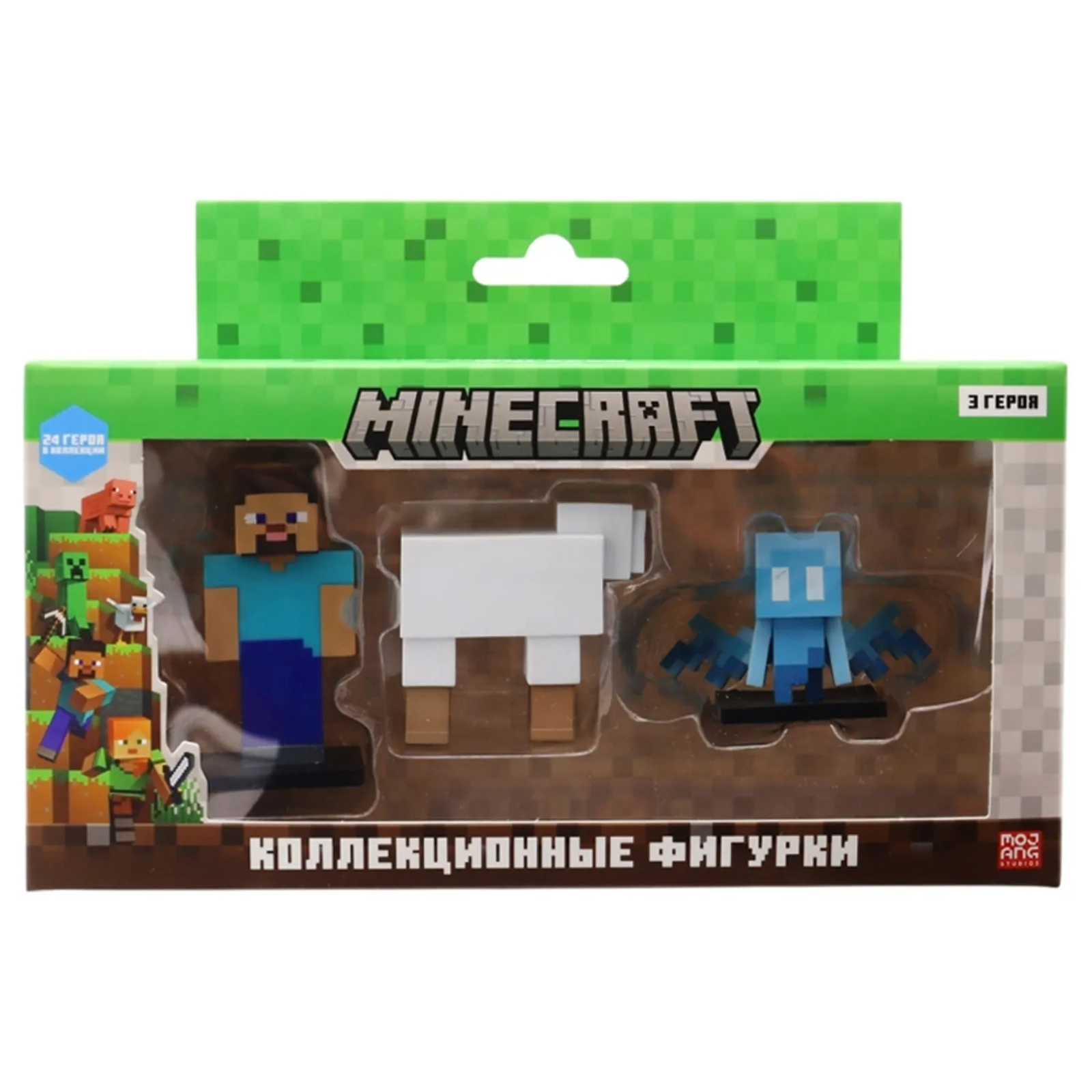 Коллекционные топперы,  Minecraft, Стив, овца и Тихоня, 3 шт. в коробке с окном, MC2021G
