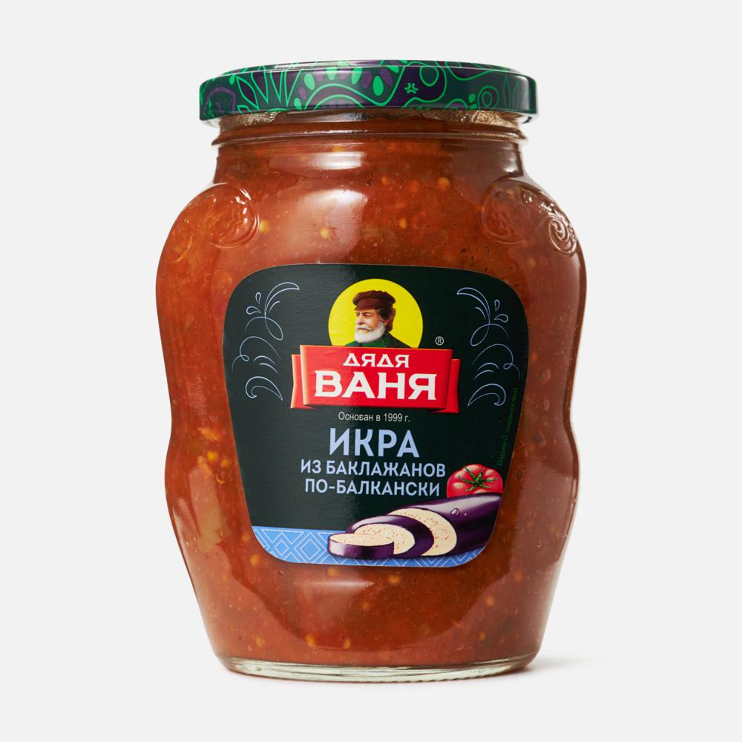 Икра баклажановая Дядя Ваня по-балкански, стеклянная банка 350 г