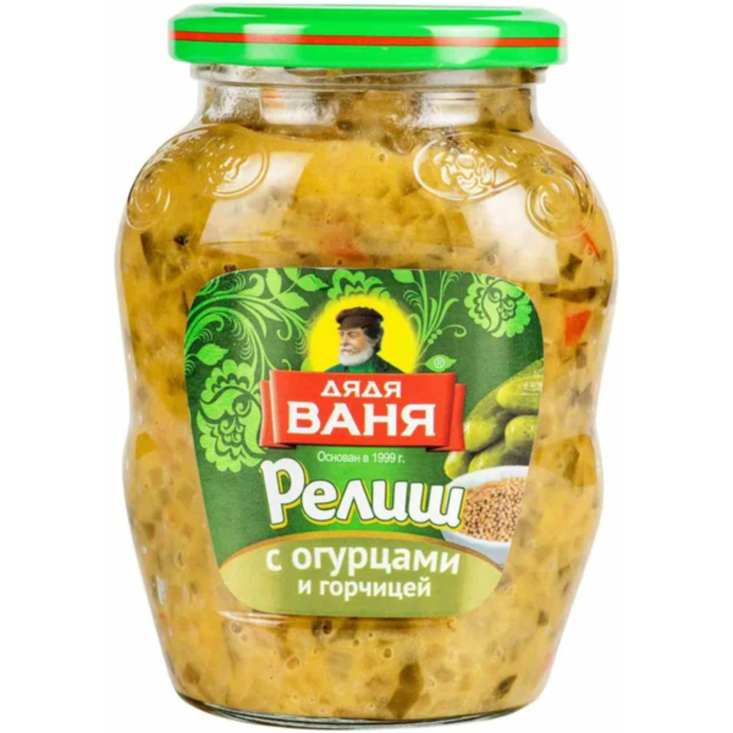 Релиш Дядя Ваня с огурцами и горчицей, стеклянная банка 350 г