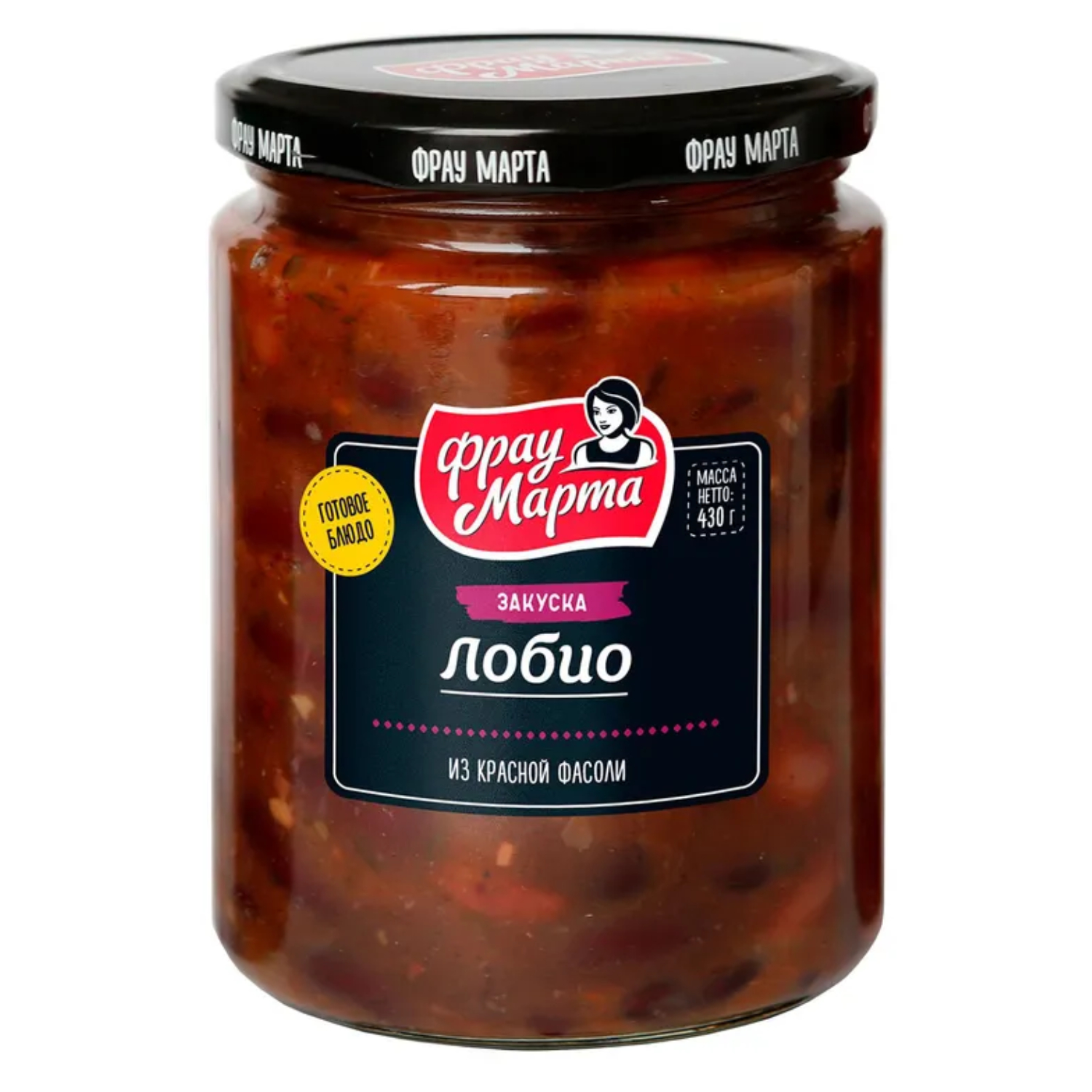 Закуска Фрау Марта лобио из красной фасоли стеклянная банка 430 г 159₽