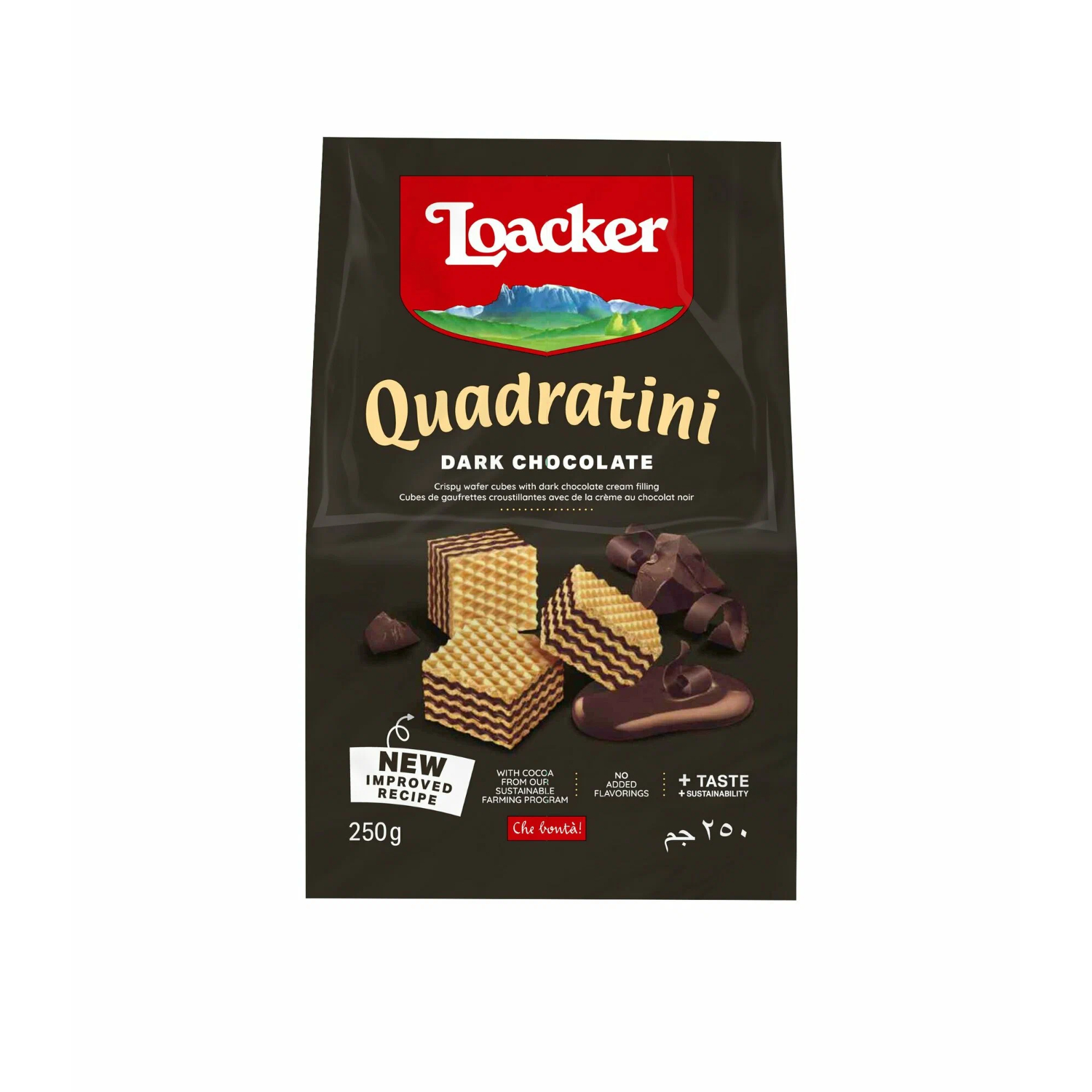 Вафли Loacker квадратини тёмный шоколад 250 г