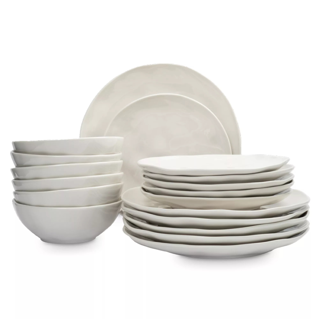 Сервиз обеденный Anna Lafarg Event на 6 персон, 18 персон, фарфор, белый, Мятый эффект, ANLAF-LHP250113