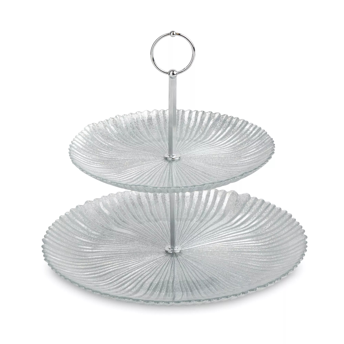 Подставка для пирожных двухъярусная Anna Lafarg Avila 21х28/26 см, стекло, металл, серебристый, ANLAF-3-1909038
