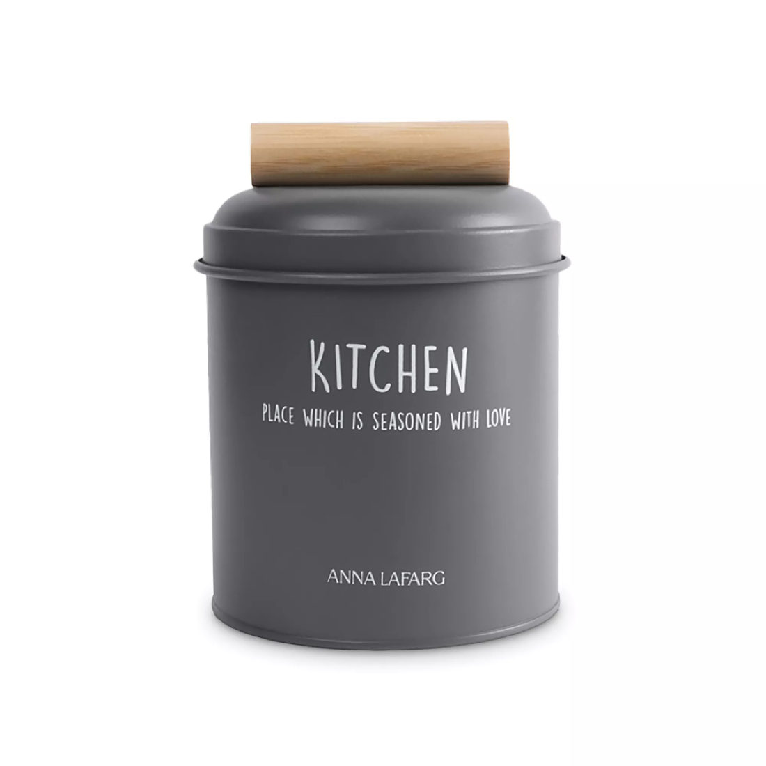 Банка Anna Lafarg Local для сыпучих продуктов 1 л cталь жестяная дерево серый ANLAF-W7017-1B 719₽