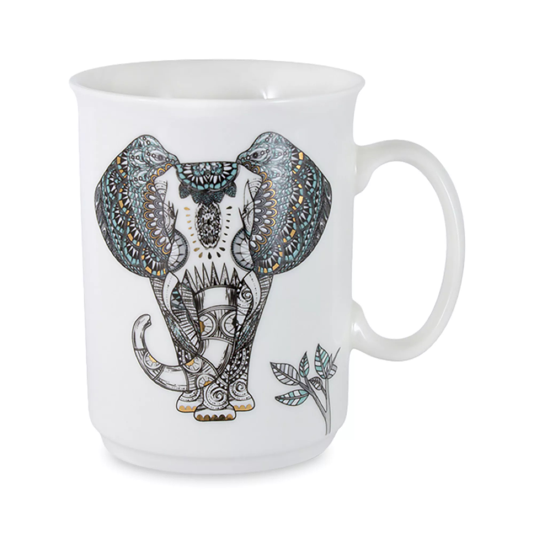 Кружка Anna Lafarg Wild Слон, 415 мл, фарфор, белый, декор, ANLAF1-M197-1939-D