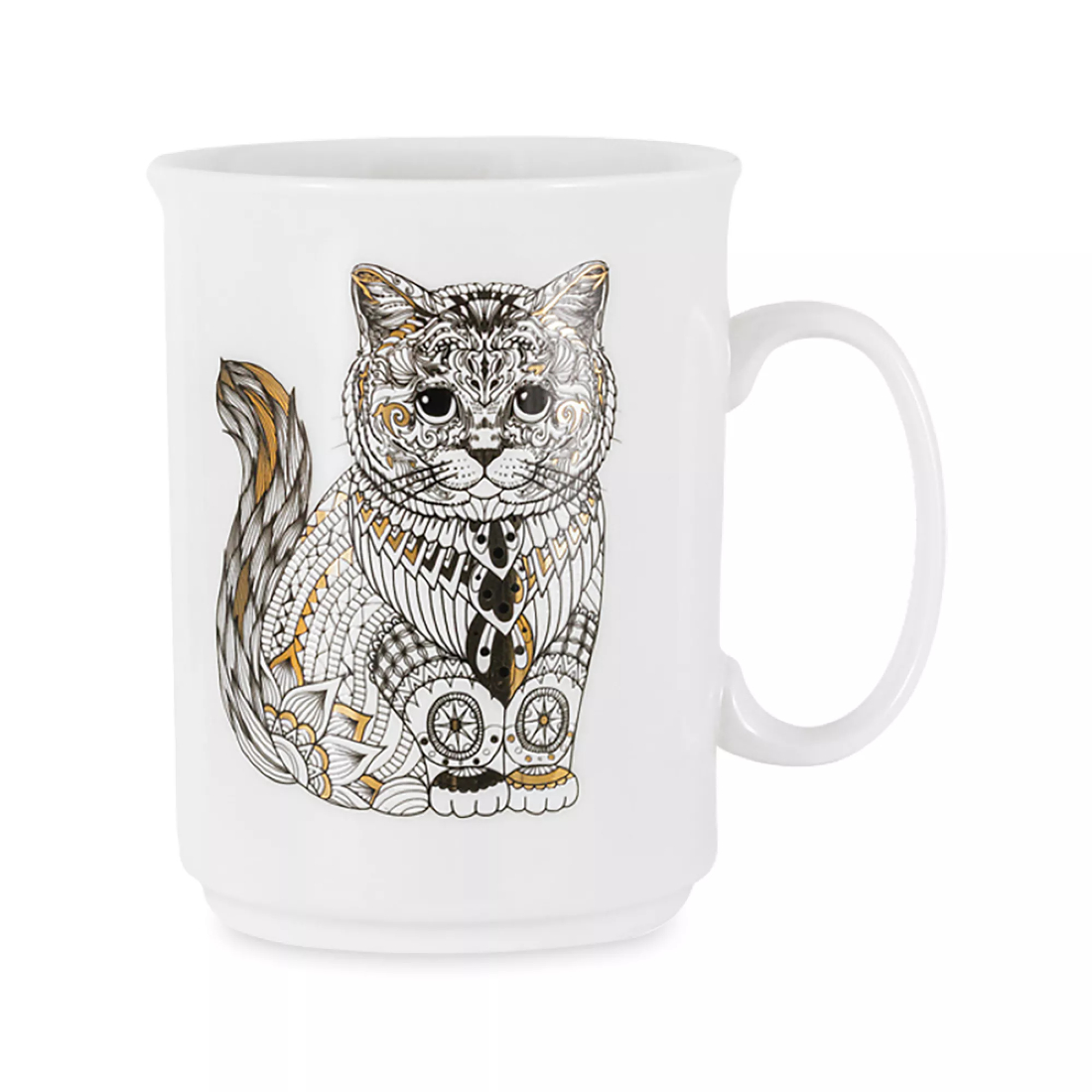 Кружка Anna Lafarg Wild Кот 415 мл, фарфор, белый, декор, ANLAF1-M197-0285-C