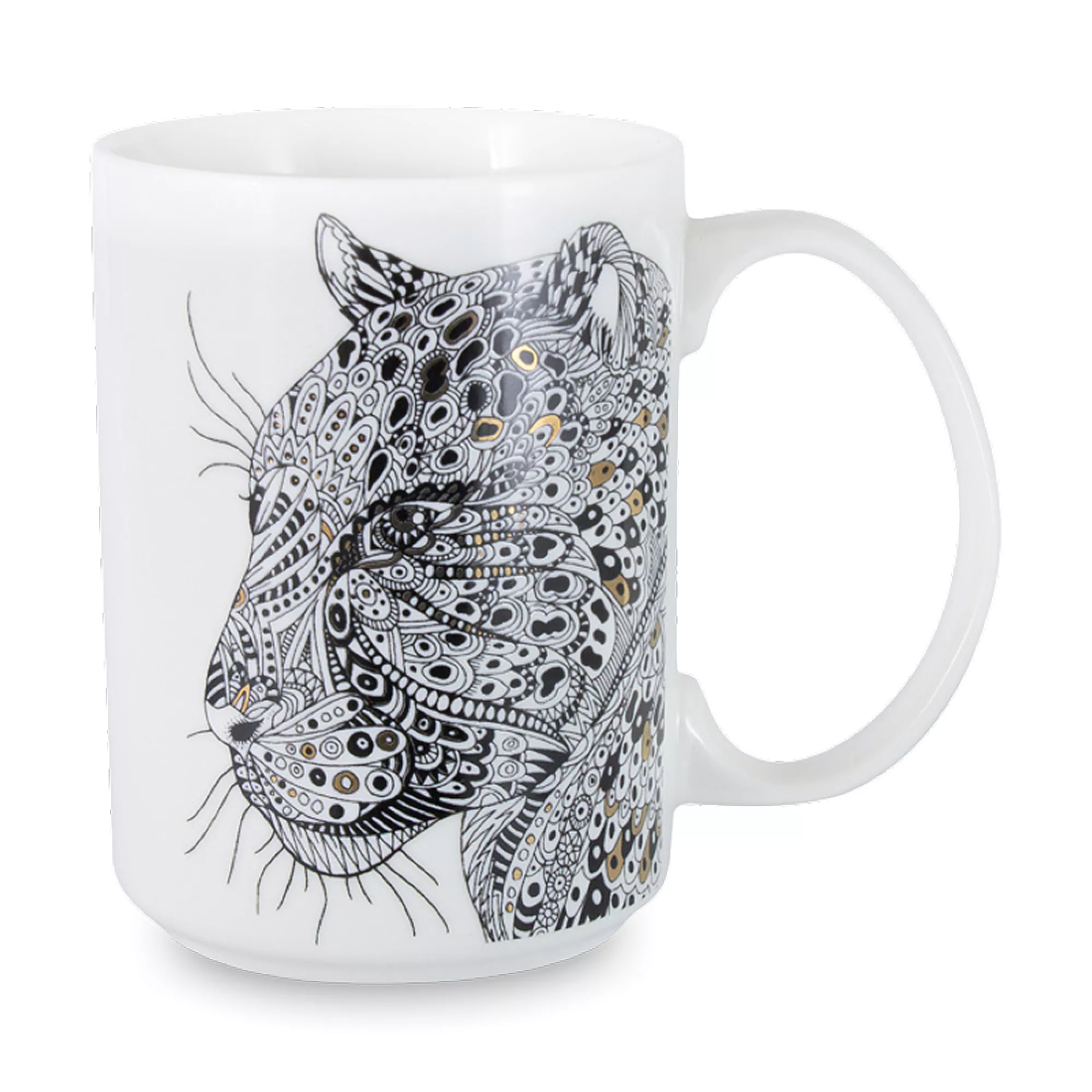 Кружка Anna Lafarg Wild Леопард, 500 мл, фарфор, белый, декор, ANLAF1-M350-0228-K