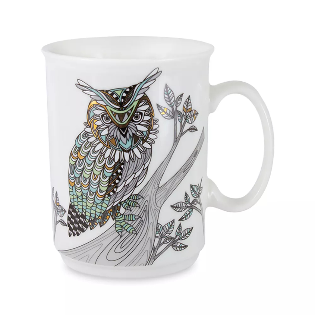 Кружка Anna Lafarg Wild Сова, 415 мл, фарфор, белый, декор, ANLAF1-M197-1939-C