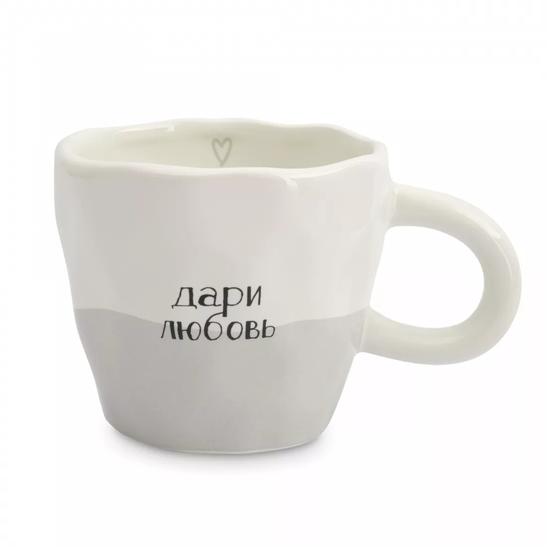 Кружка Anna Lafarg Empathy «Дари любовь», 400 мл, керамика, молочный, серый, ANLAF-28
