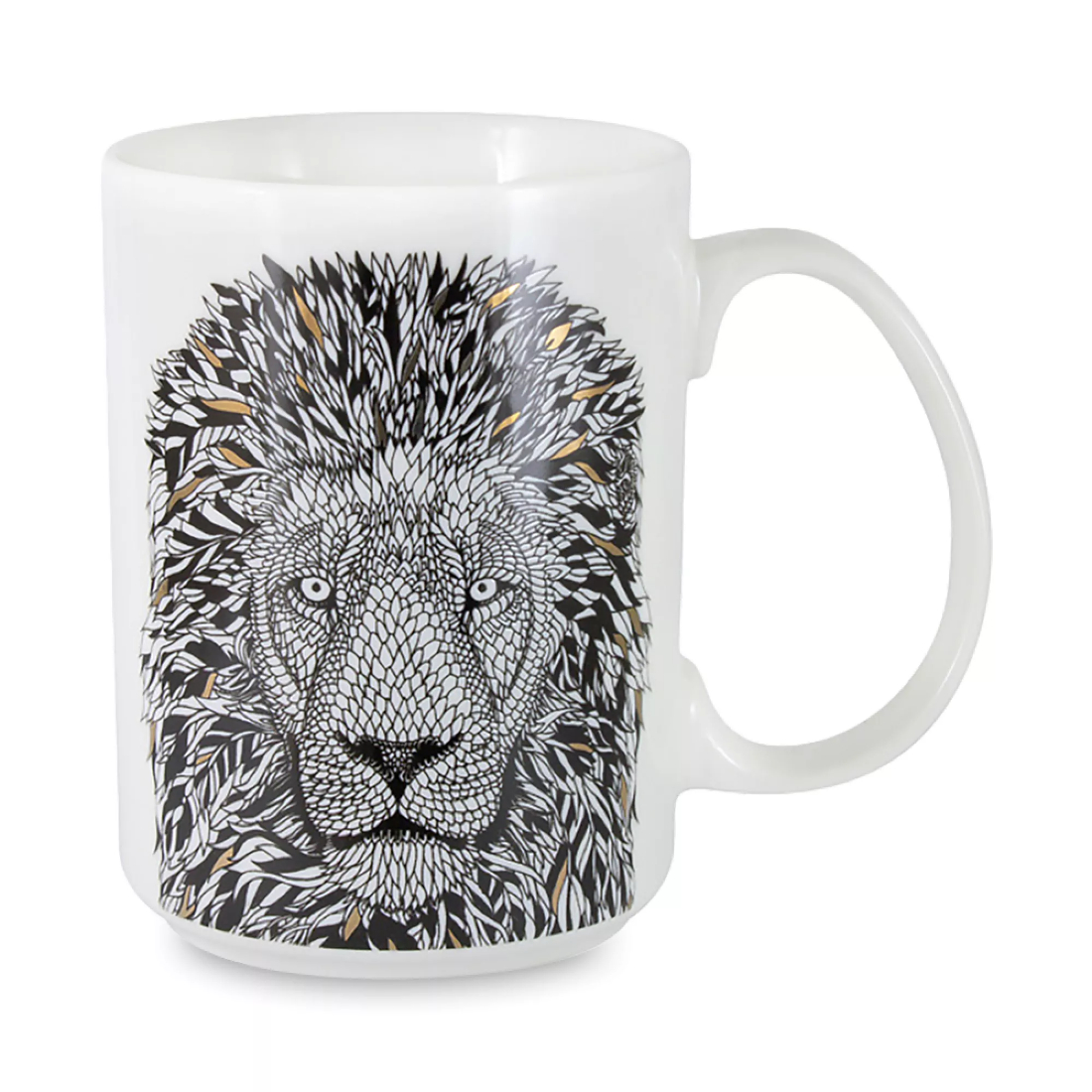 Кружка Anna Lafarg Wild Лев, 500 мл, фарфор, белый, декор, ANLAF1-M350-0228-A