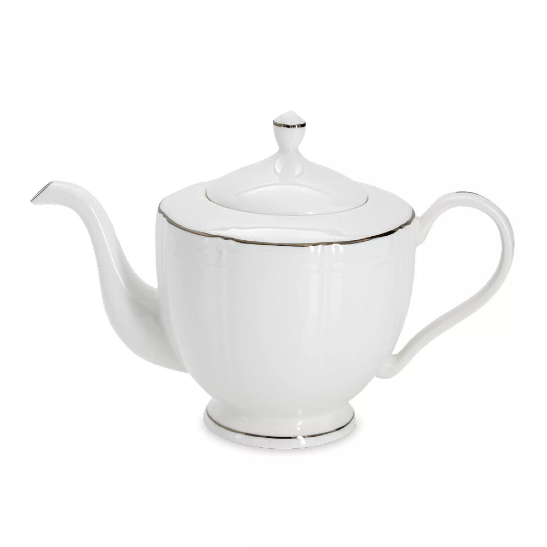 Чайник заварочный Anna Lafarg Emily Lotus silver, 1.1 л, фарфор, белый с серебристым кантом, AL-1301L-E11