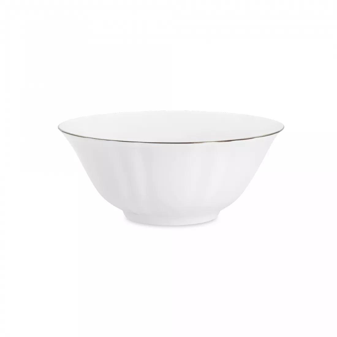 Салатник порционный Anna Lafarg Emily Lotus silver, 14х6 см 400 мл, фарфор, белый с серебристым кантом, AL-1306L-E11