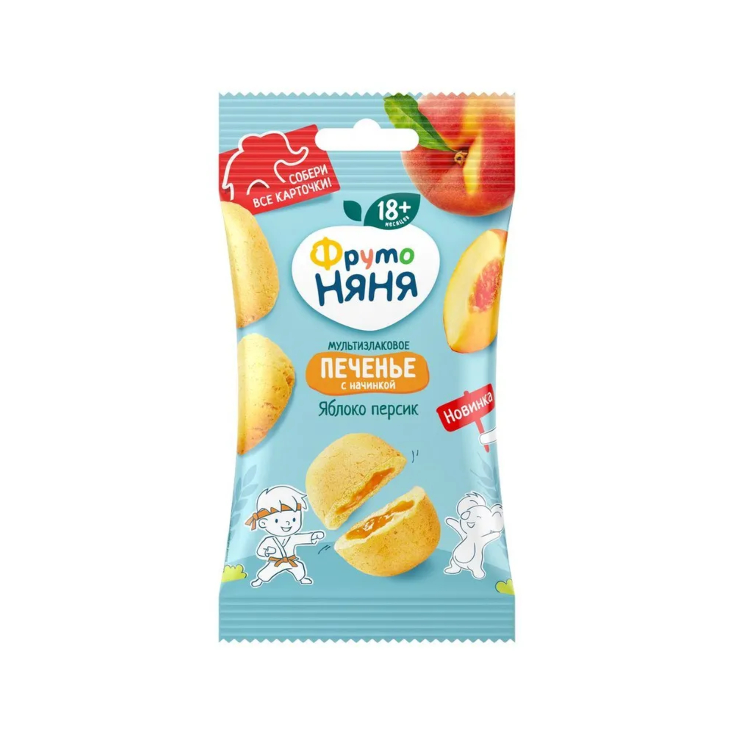 Печенье ФрутоНяня мультизлаковое яблоко и персик 50 г 60₽
