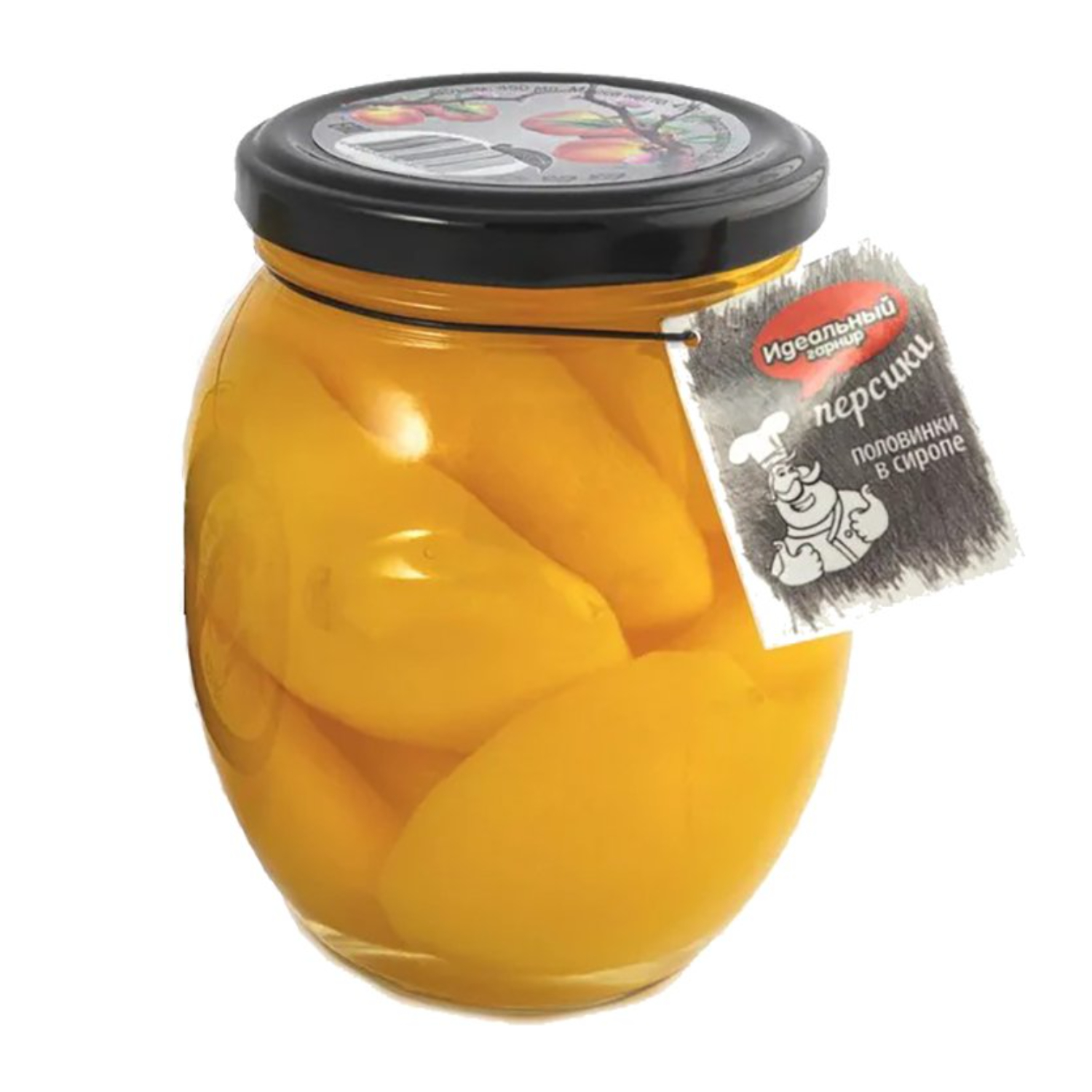 Персики Идеальный гарнир стеклянная банка, 410 г