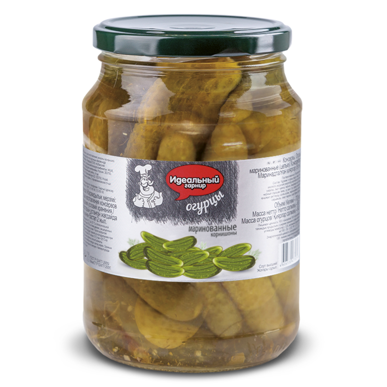 Огурцы корнишоны Идеальный гарнир стеклянная банка 680 г 259₽