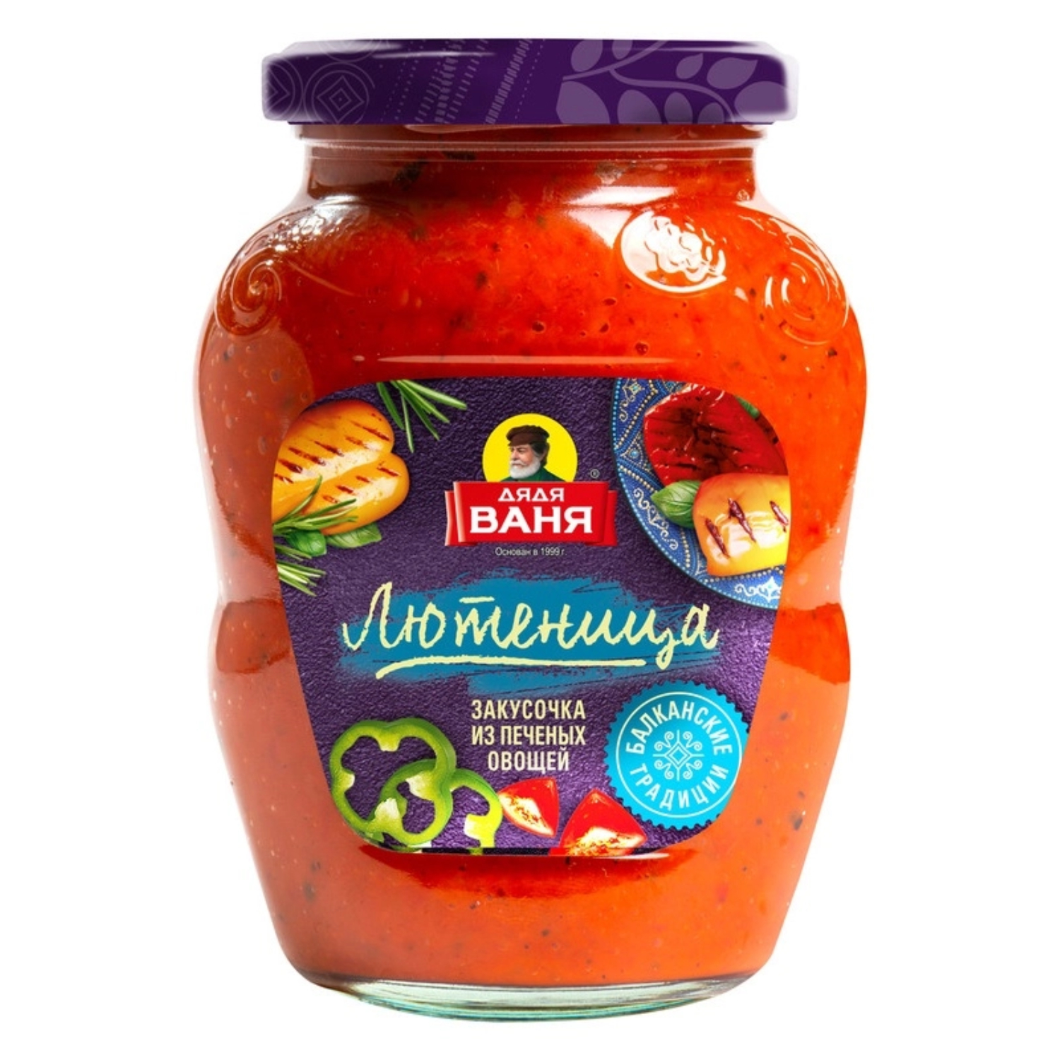 Лютеница Дядя Ваня закусочка из печеных овощей стеклянная банка 370 г 259₽