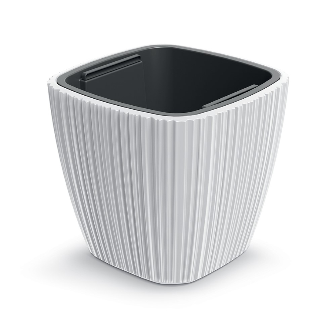 Кашпо квадратное Prosperplast Oro 29х29 h27 см белый с вкладышем