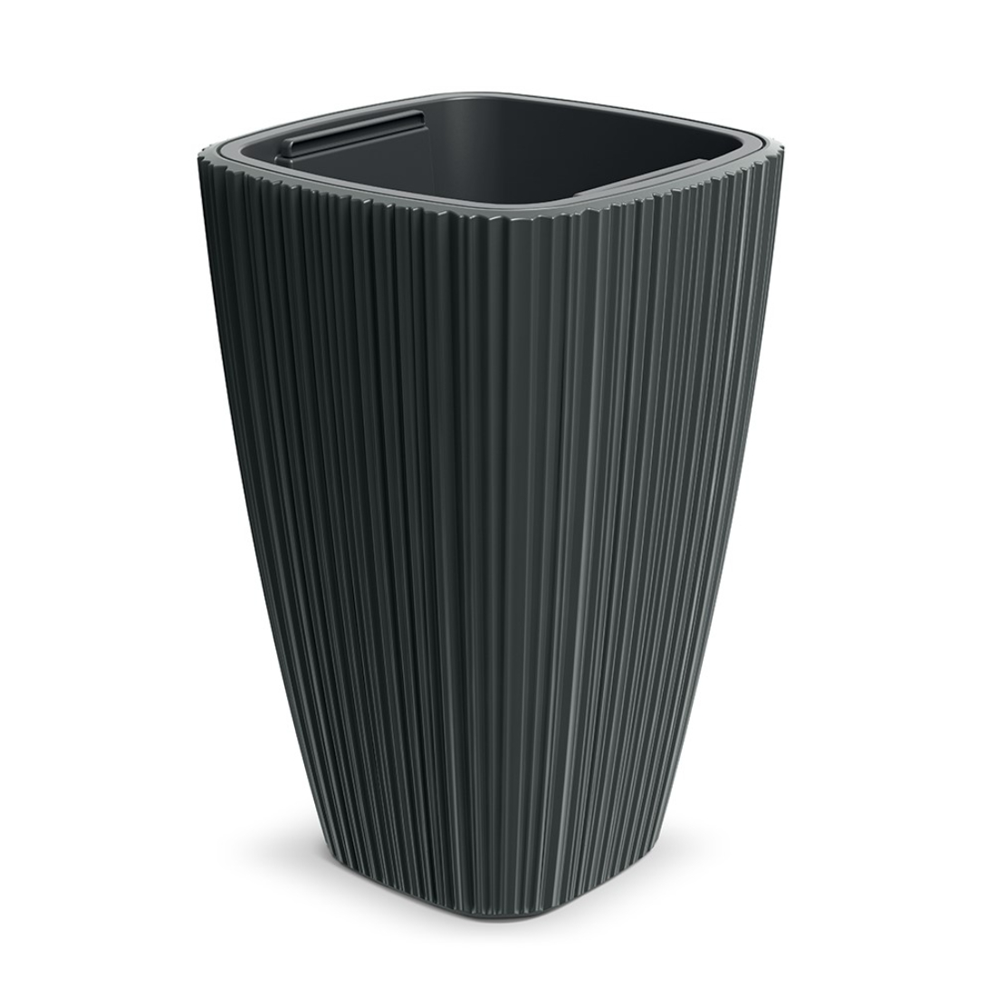 Кашпо квадратное Prosperplast Oro 39х39 h60 см темно-серый с вкладышем 7899₽