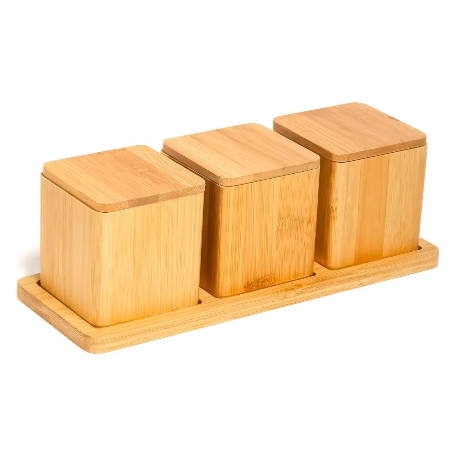 Набор для специй Olaff бамбук, 3 банки на подставке