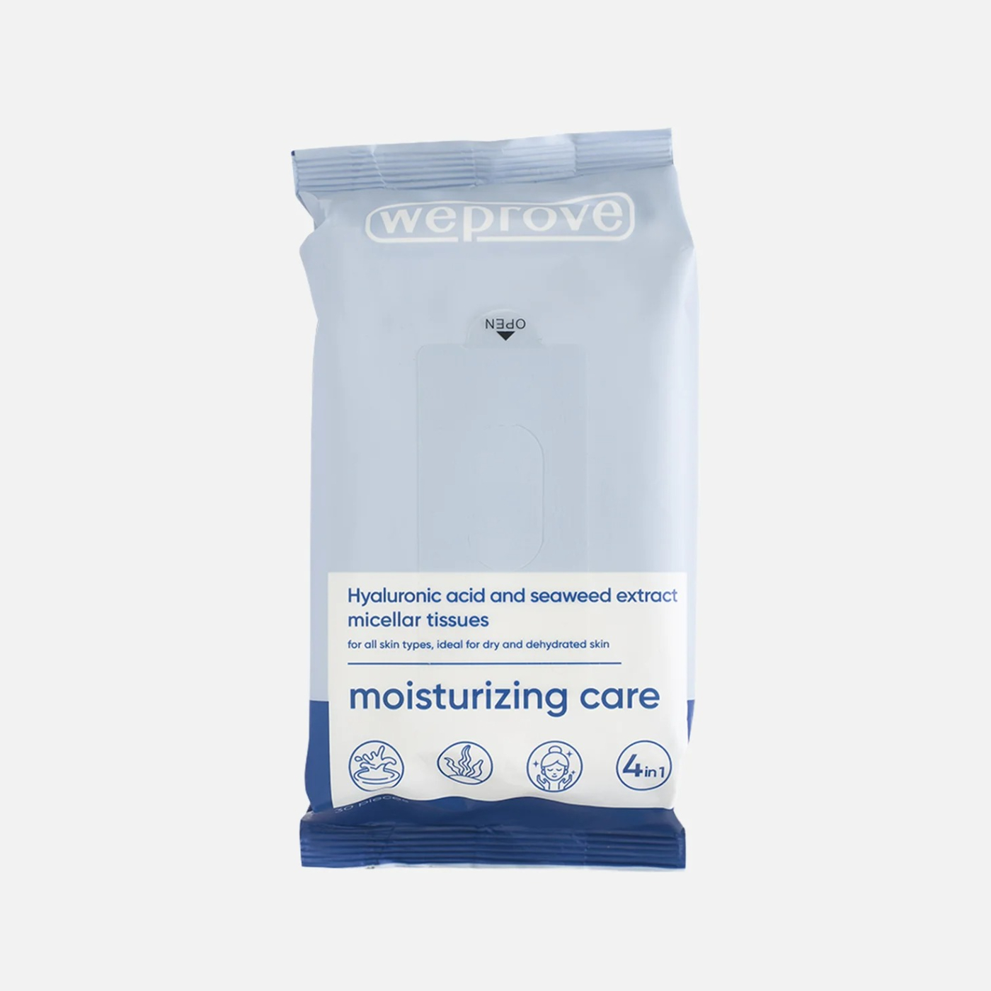 Салфетки мицеллярные Weprove с гиалуроновой кислотой и экстрактом морских водорослей 30 шт