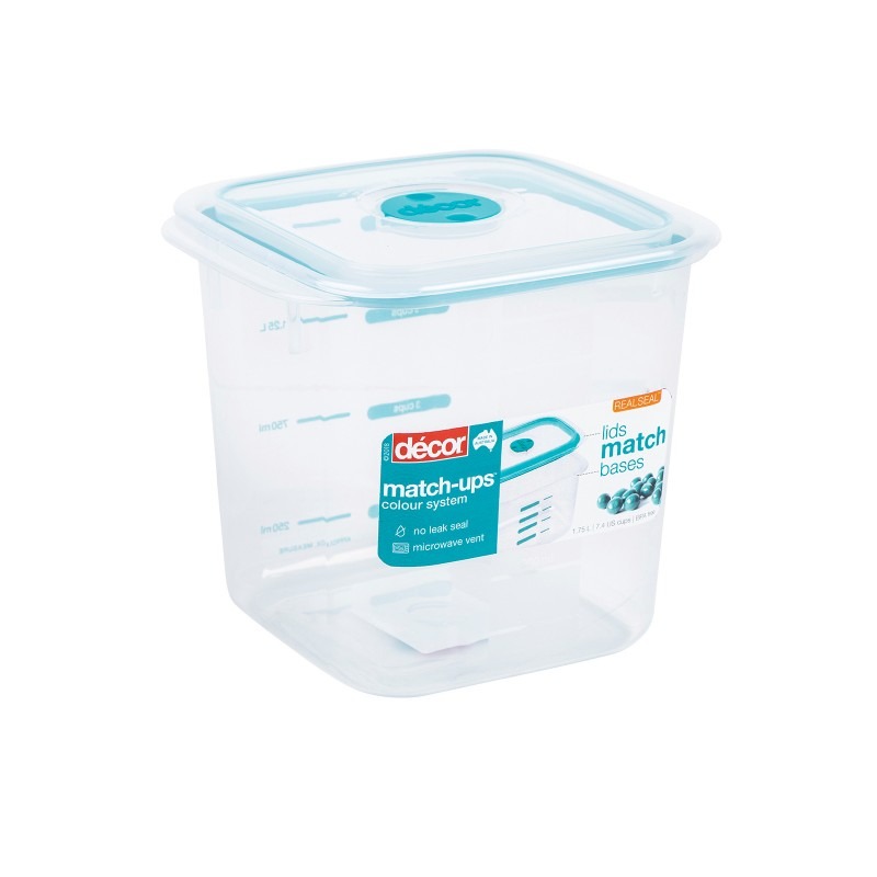 Контейнер пищевой Decor с клапаном квадратный бирюзовый 15,1х14,5х14,3 см 1,75 л