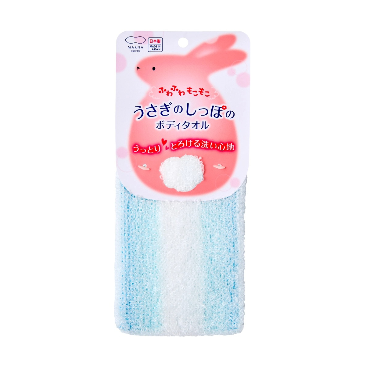 Мочалка-полотенце Marna Зайчик мягкая голубая 90х20 см 1 шт