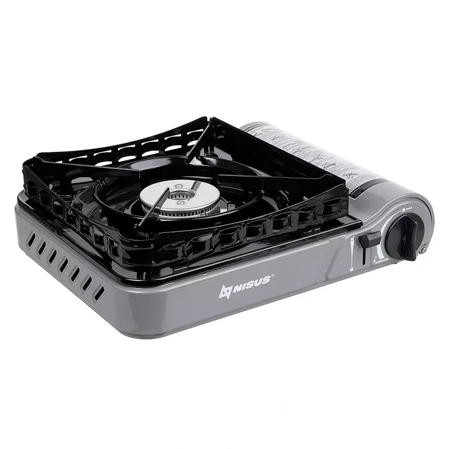 Газовая плита Nisus в кейсе с ветрозащитой серая