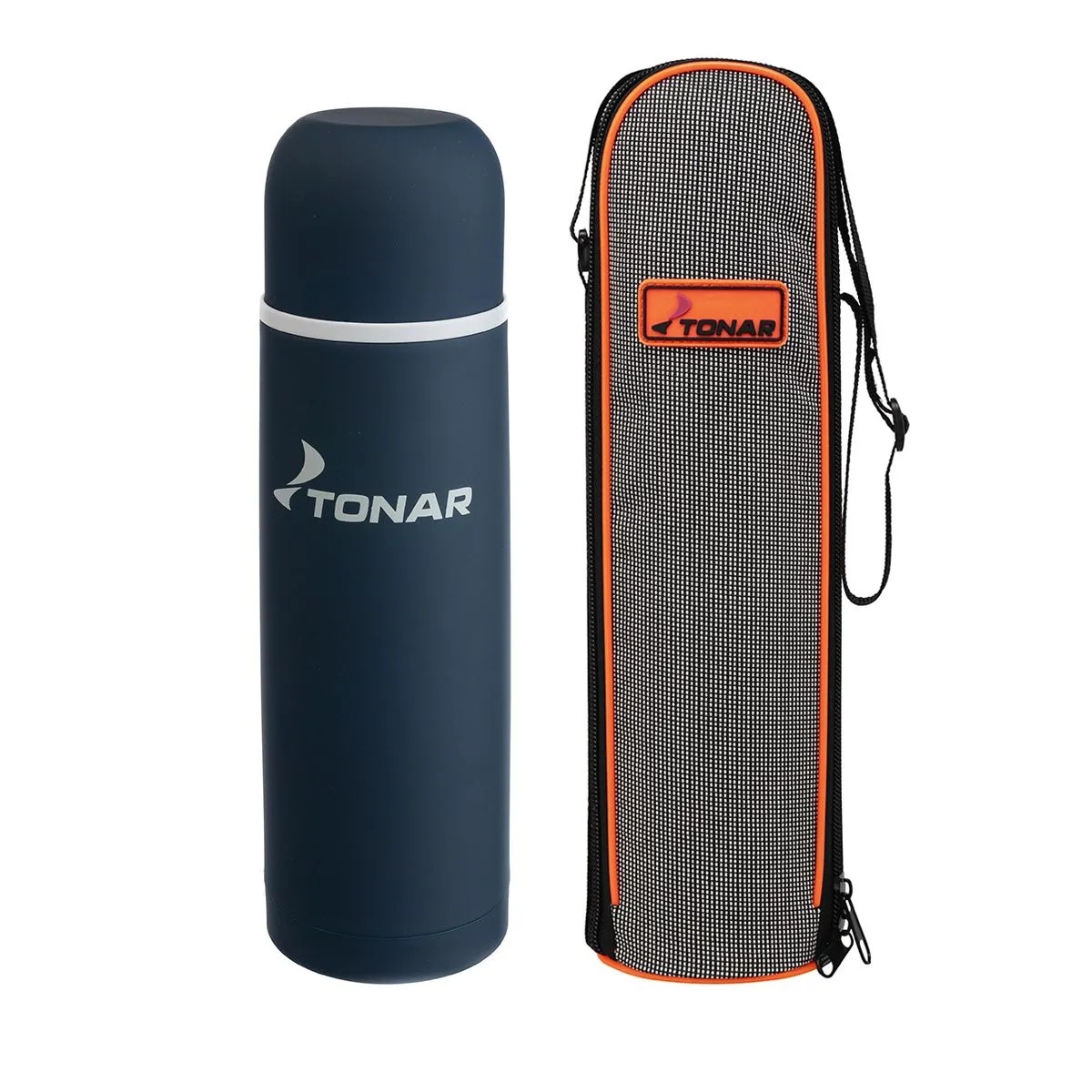 Термос Тонар с ситечком и чехлом синий 1000 мл