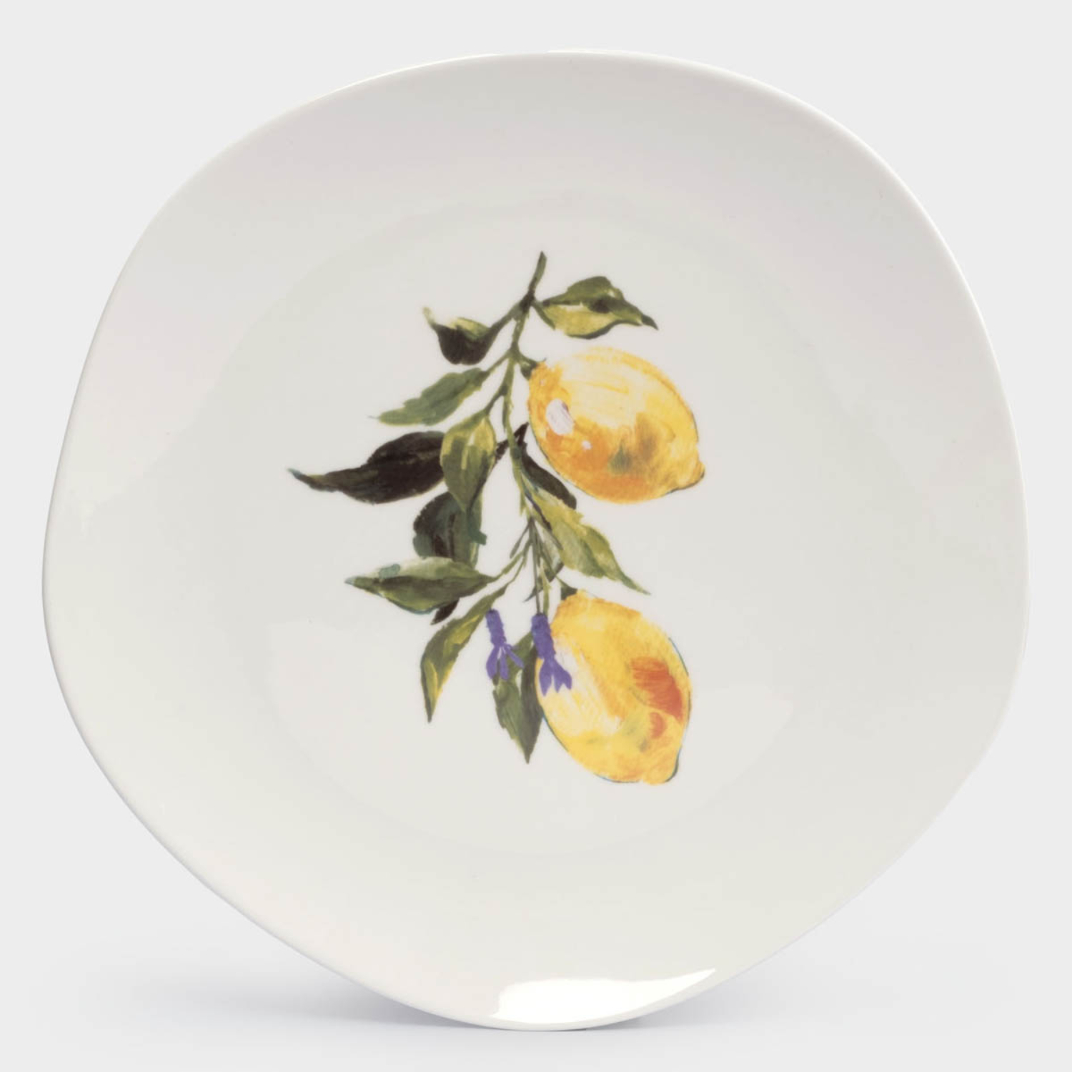 Тарелка обеденная 26 см белая лимоны