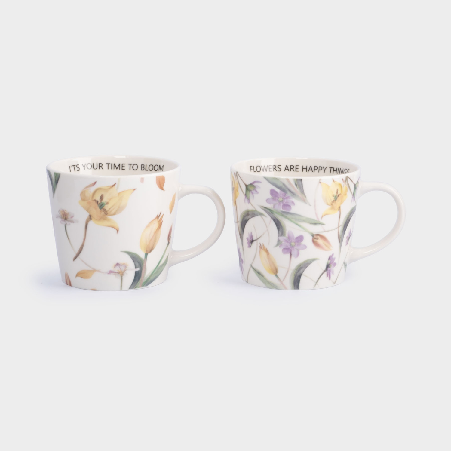 Кружка Anna Lafarg, белая, Летящие цветы, 2 штуки, 430 мл