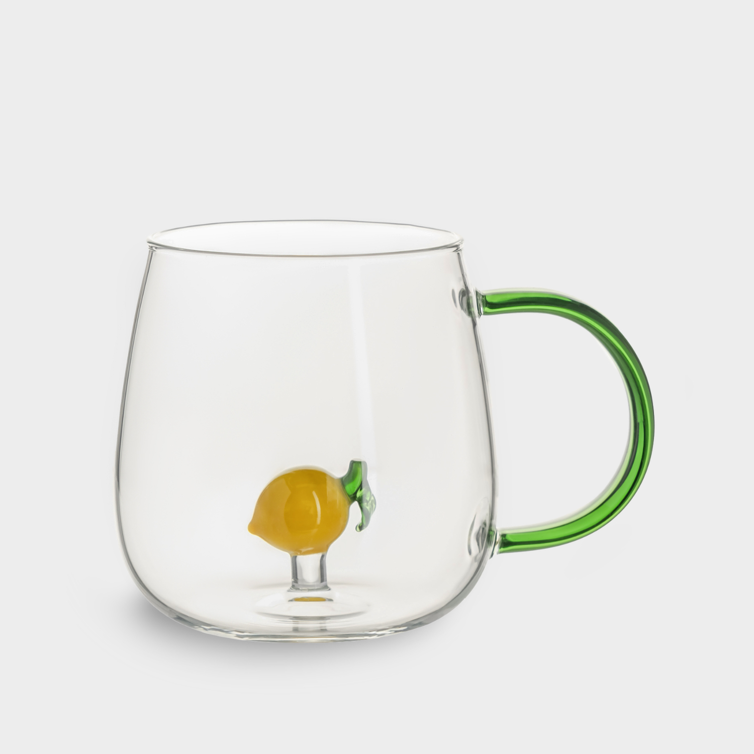 Кружка Anna Lafarg зелёная ручка, Лимон, 400 мл