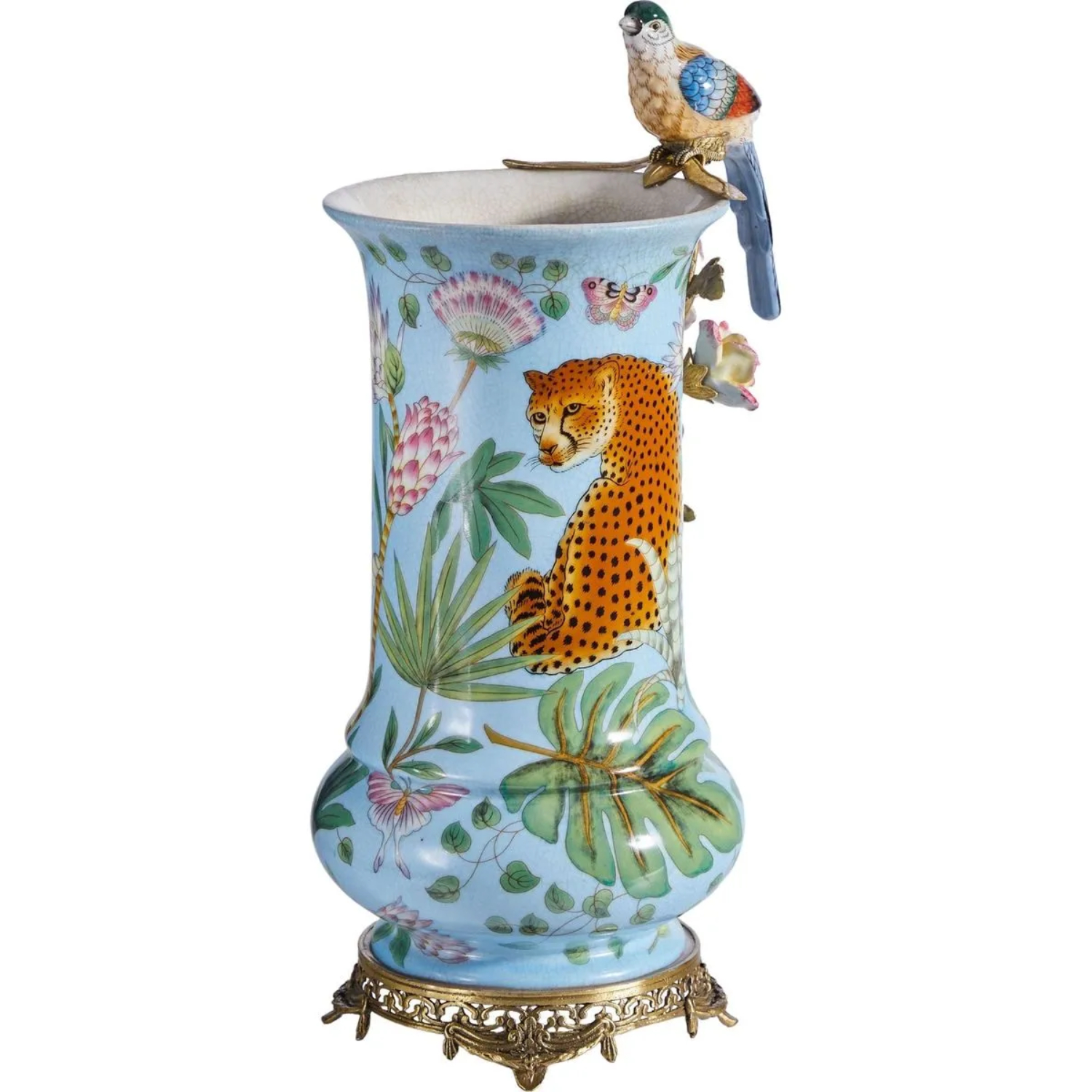 Ваза Glasar с птичкой 22х17х41 см