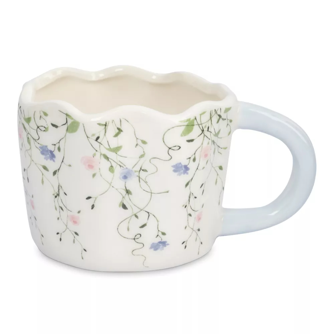 Кружка Anna Lafarg 460 мл молочно-голубая Цветы
