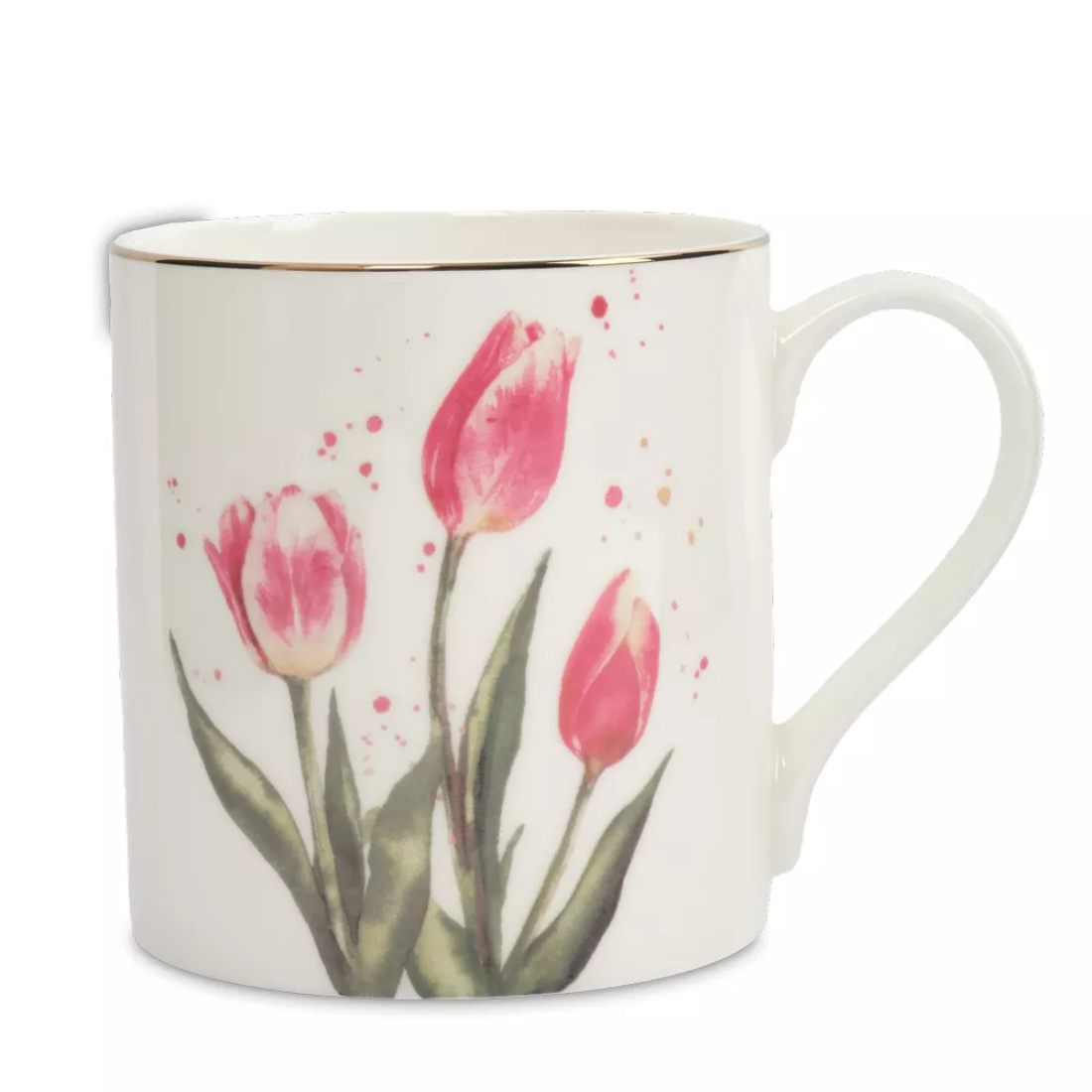 Кружка Anna Lafarg 380 мл с золотистым кантом тюльпаны