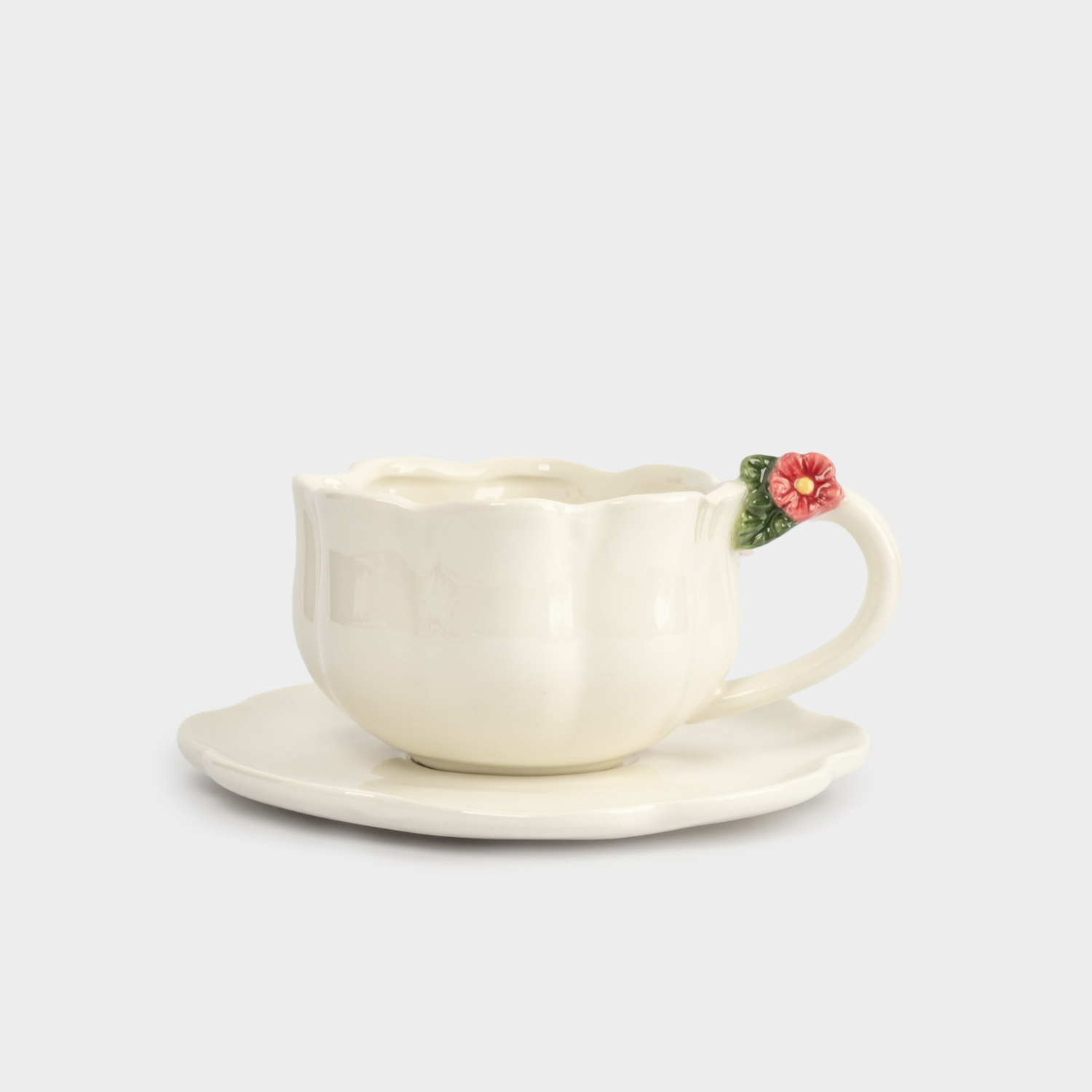 Пара чайная Anna Lafarg Цветок, молочный цвет, 360 мл