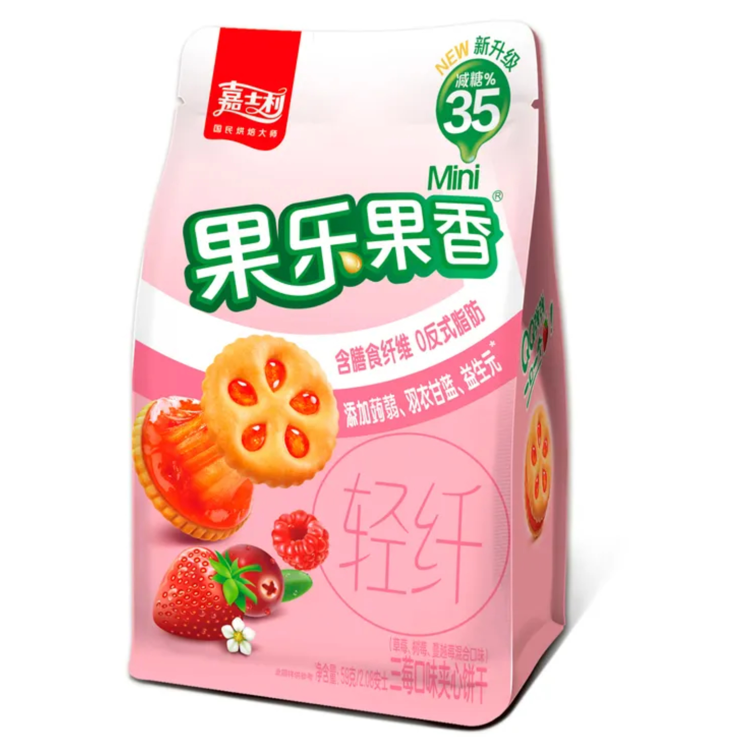 Печенье Jiashili малина, клюква, клубника, 110 г