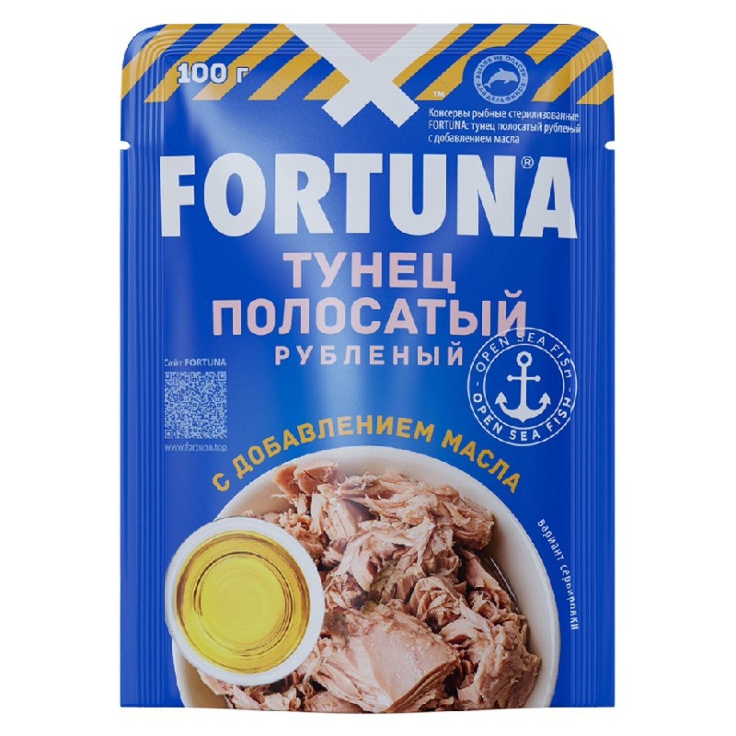 Тунец Fortunaрубленый с маслом, пауч 100 г