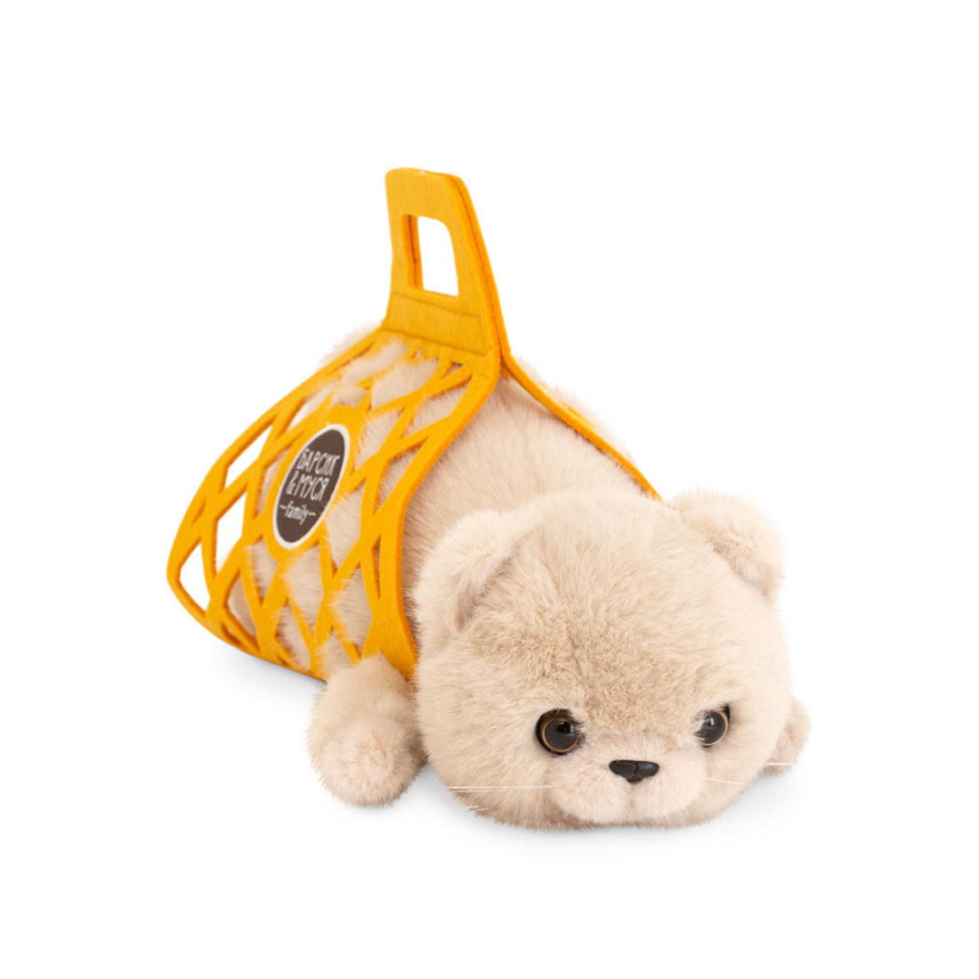 Мягкая игрушка Orange toys Кот Барсик в сумке бежевый 35 см.