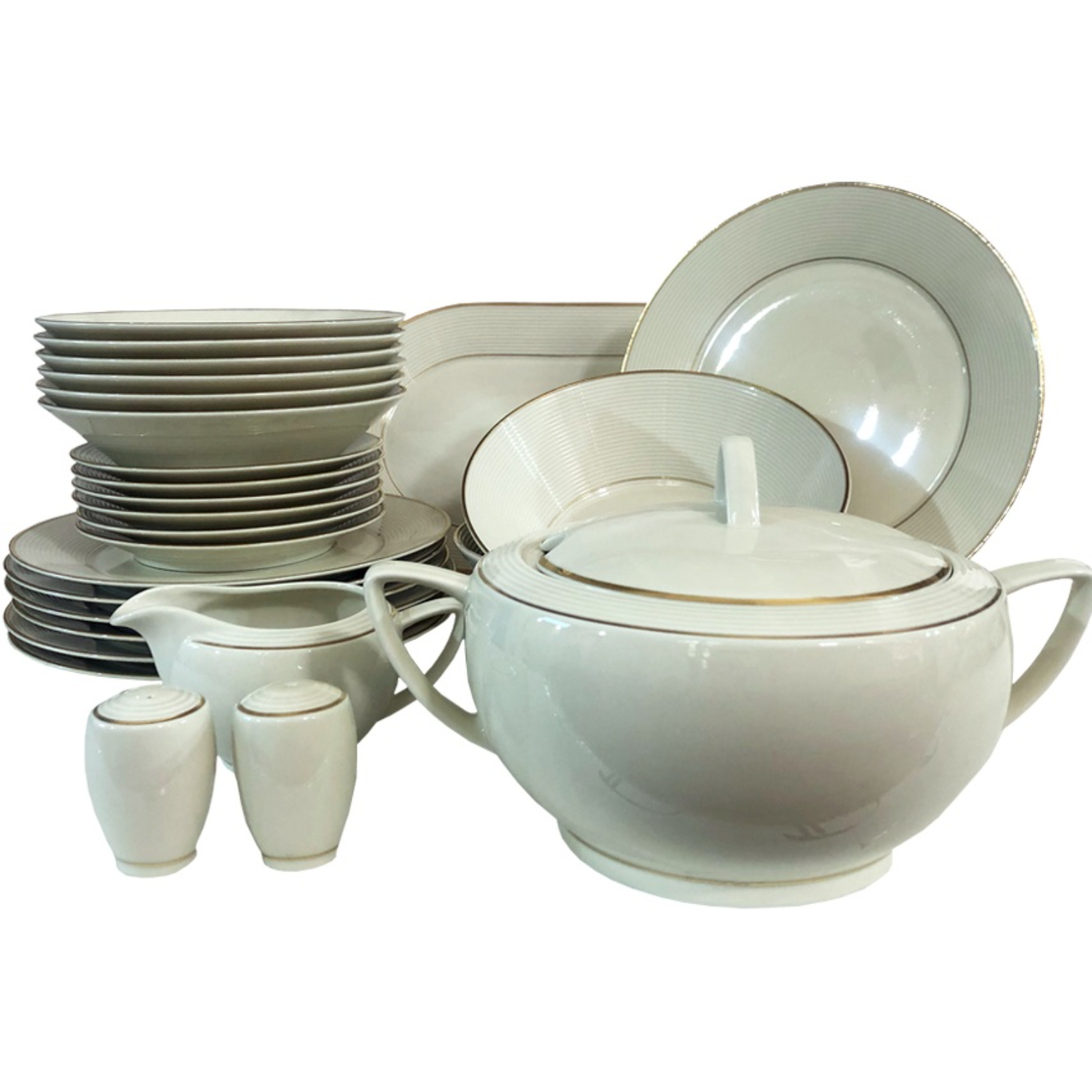 Сервиз столовый Thun 1794 Lea отводка золотая, ivory, 27 предметов, 6 персон