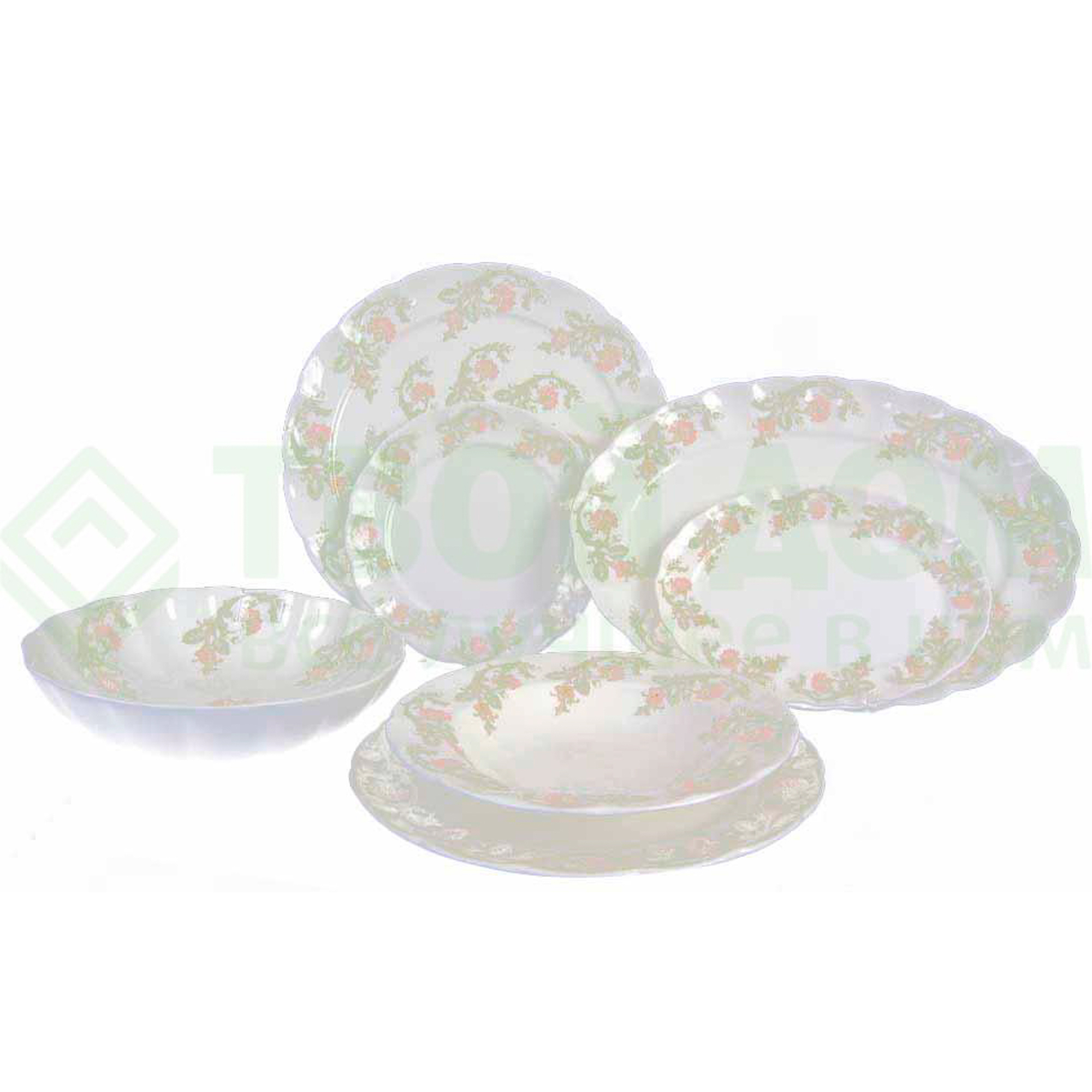 

Столовый набор Hatori Магнолия Персия 22 предмета 6 персон, Белый;светло-зеленый;розовый