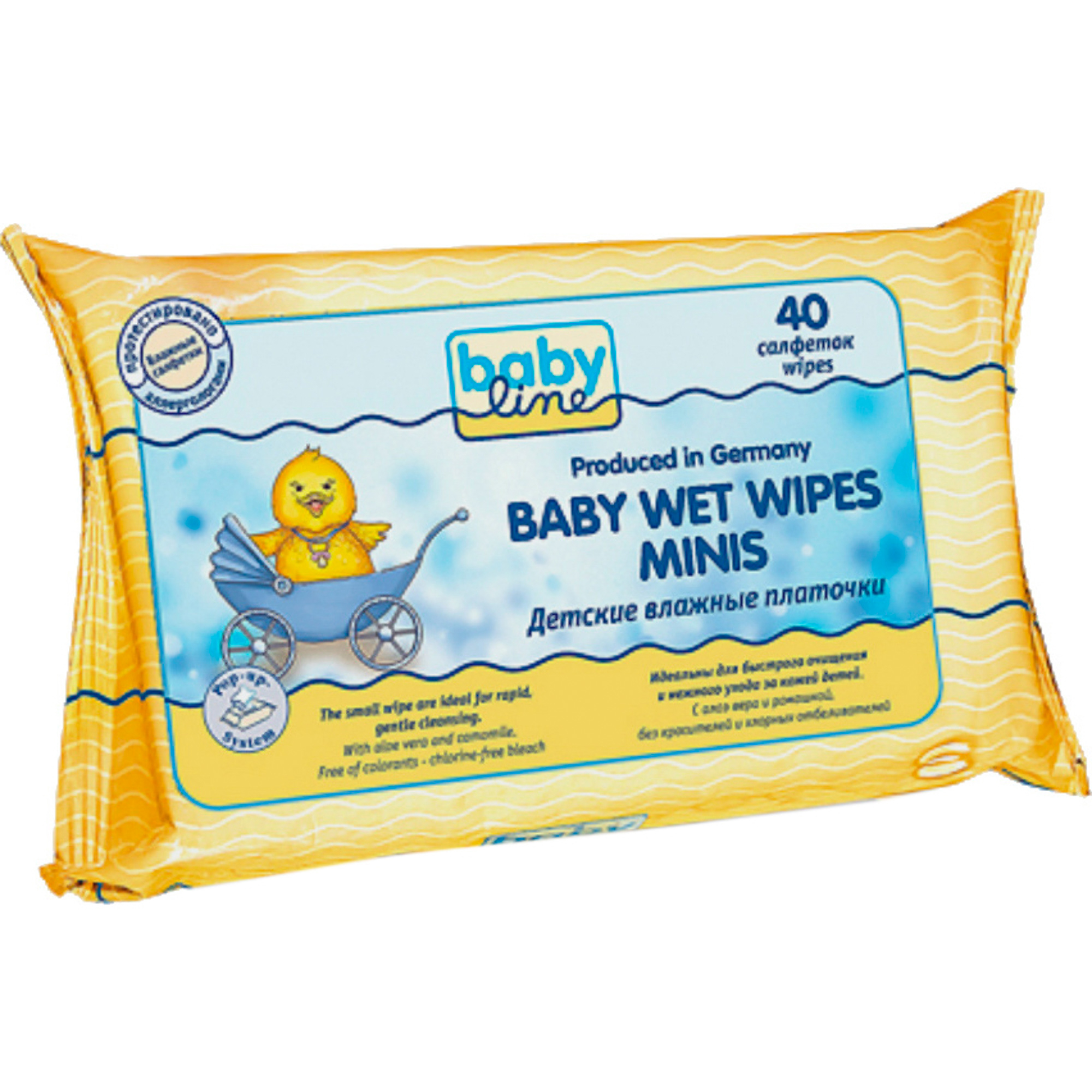 

Детские влажные платочки Babyline Baby wet wipes minis 40 шт