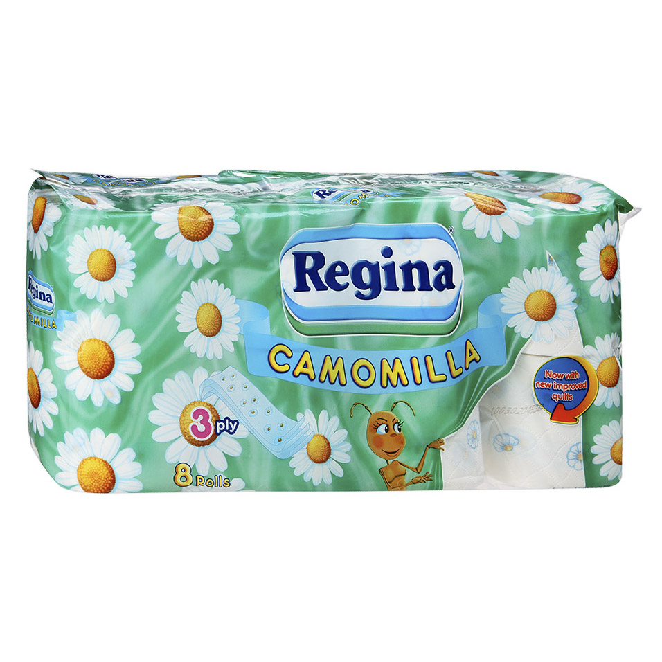 Туалетная бумага Regina Ромашка ароматизированная 3 слоя 8 рулонов, цвет белый - фото 1