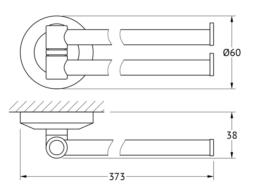 фото Держатель для полотенец поворотный fbs standard 37 см sta 044