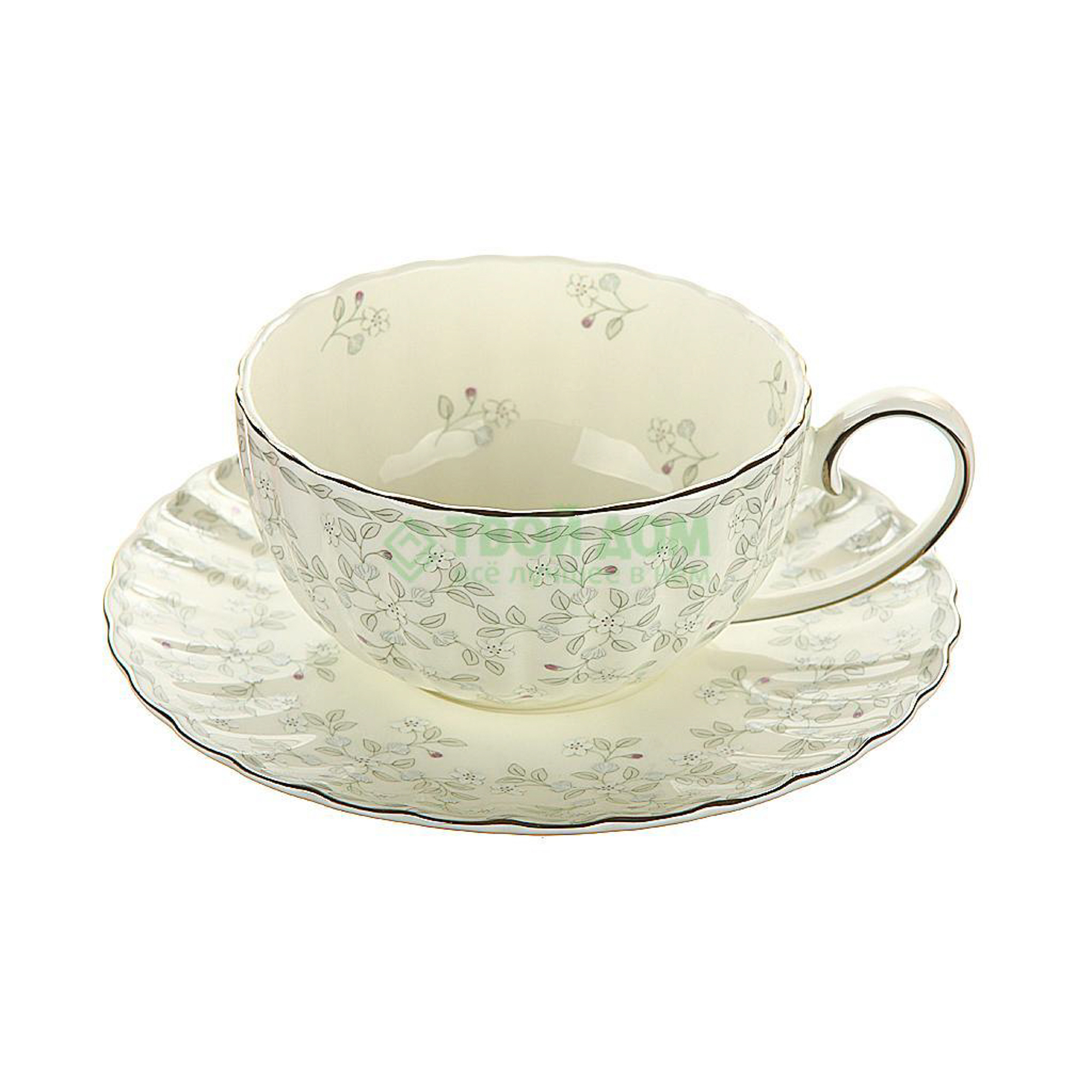 

Чайная пара Hatori Грэй, Кремовый+серый