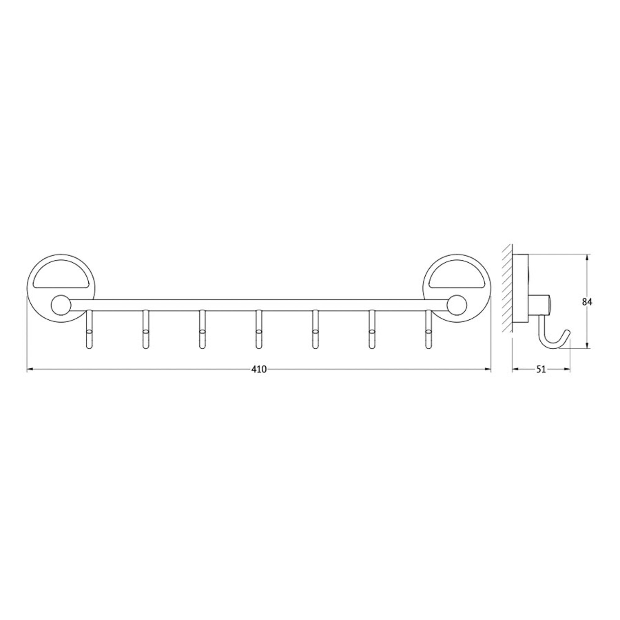 фото Штанга с 7-ю крючками 40 cm (хром) fbs lux 028