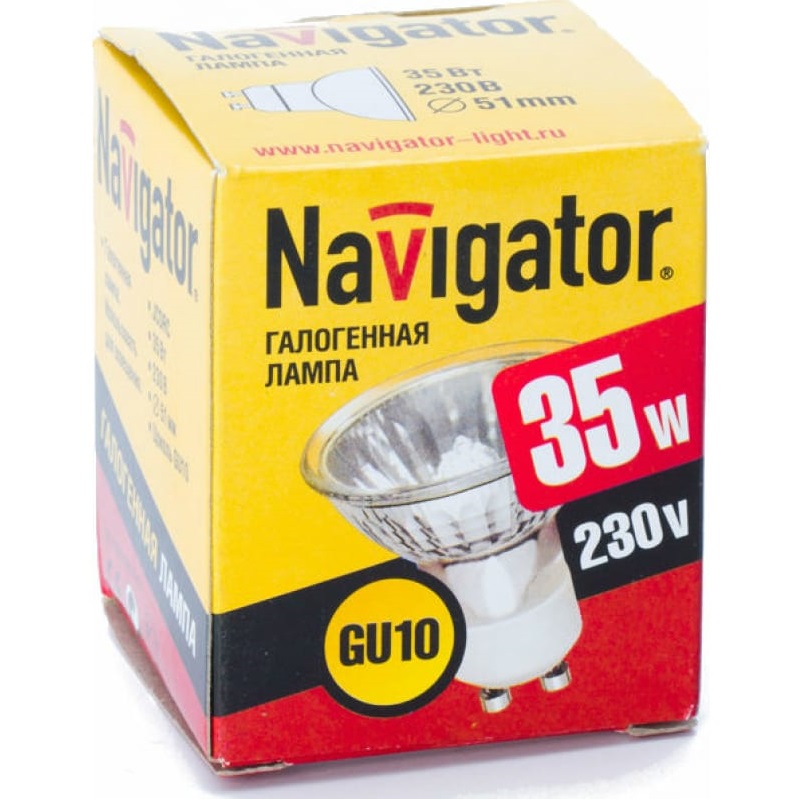 фото Лампа галогеновая navigator с отражателем 35вт 230в цоколь gu10