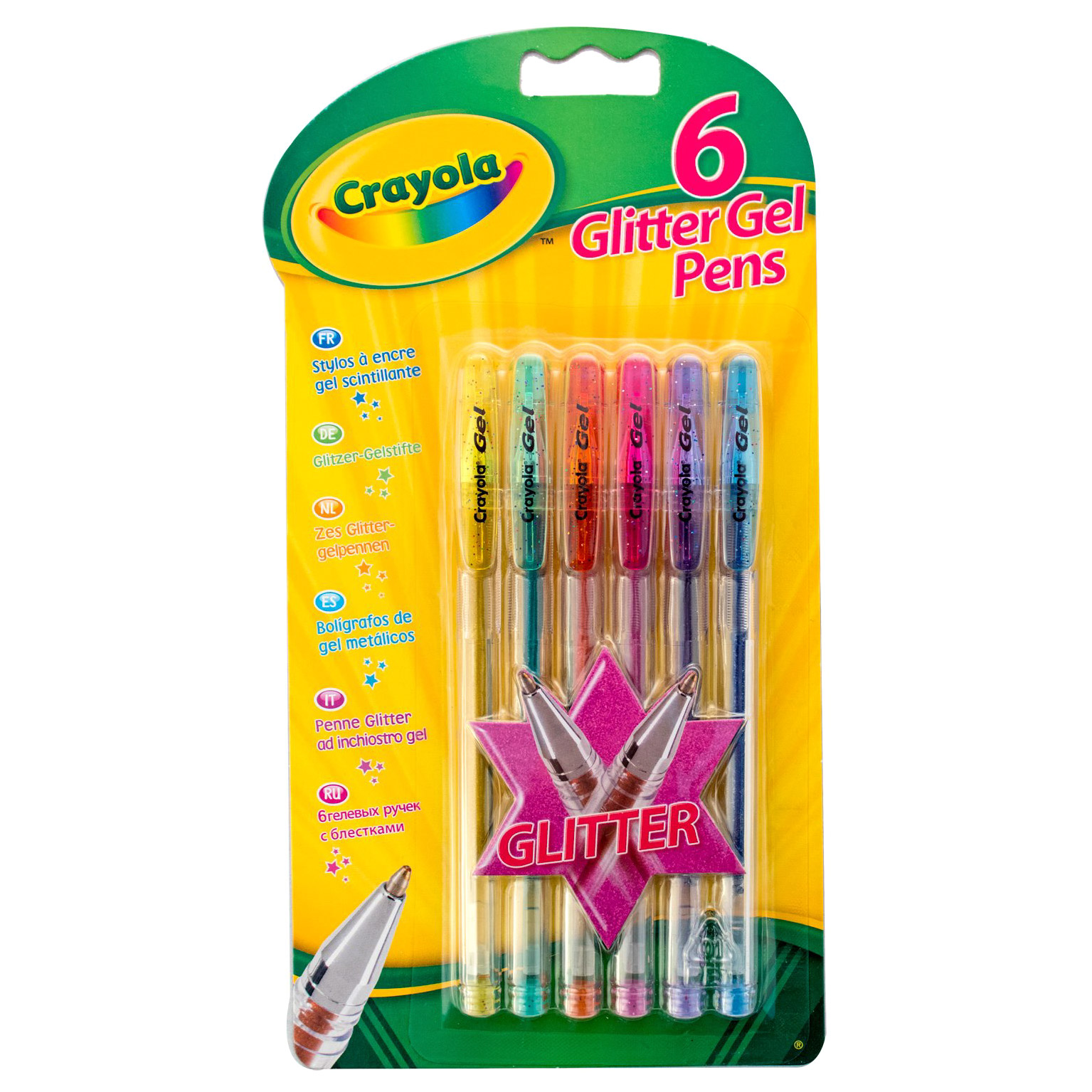 Ручки гелевые Crayola с блестками 6 шт